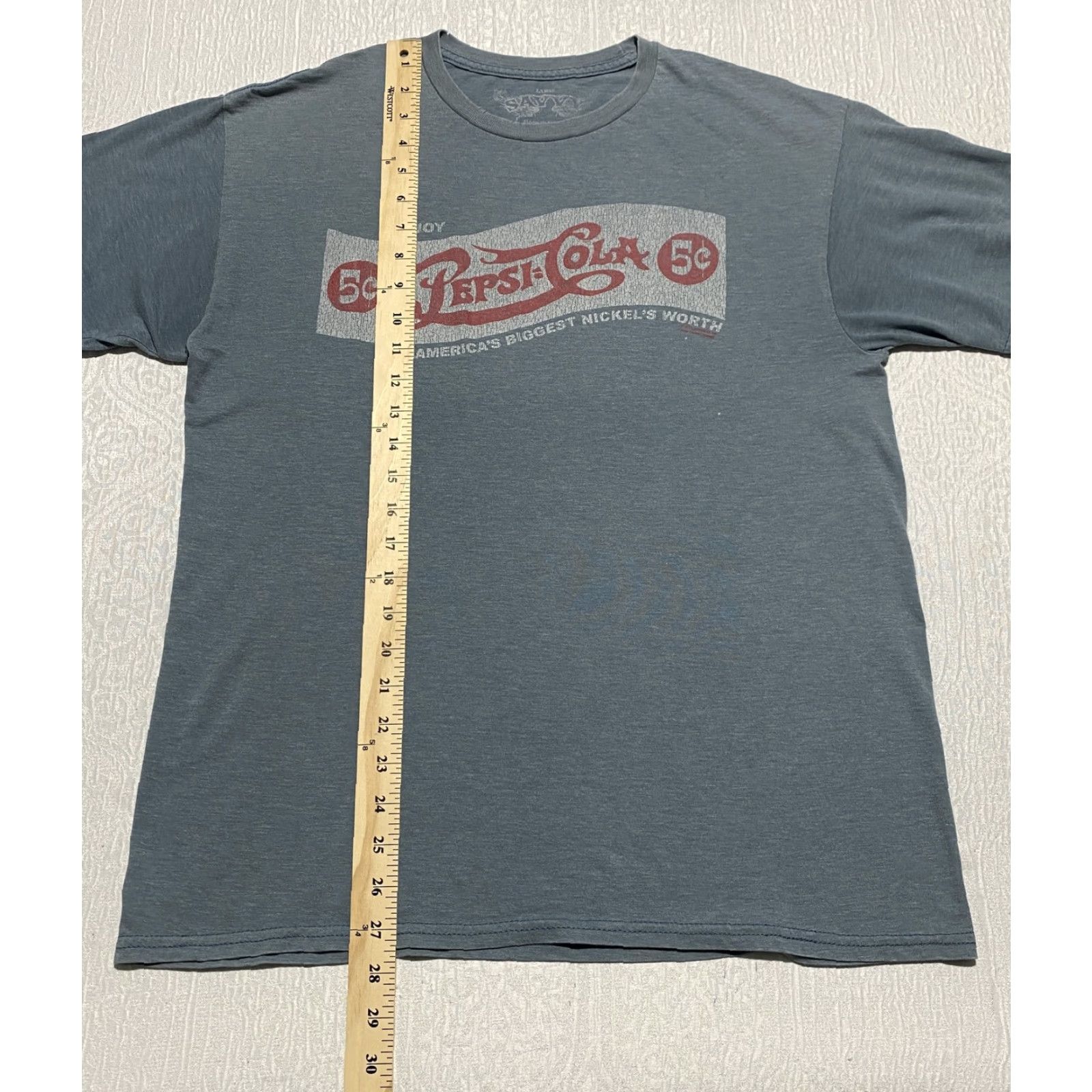 Etro VINTAGE Pepsi-Cola Shirt Mens Large Blue Graphic Savvy T-Shirt Crew Neck Short Sleeve Retro 5 Cent 50/50 Polyester Cotton Logo Size US L / EU 52-54 / 3 - 5 Thumbnail