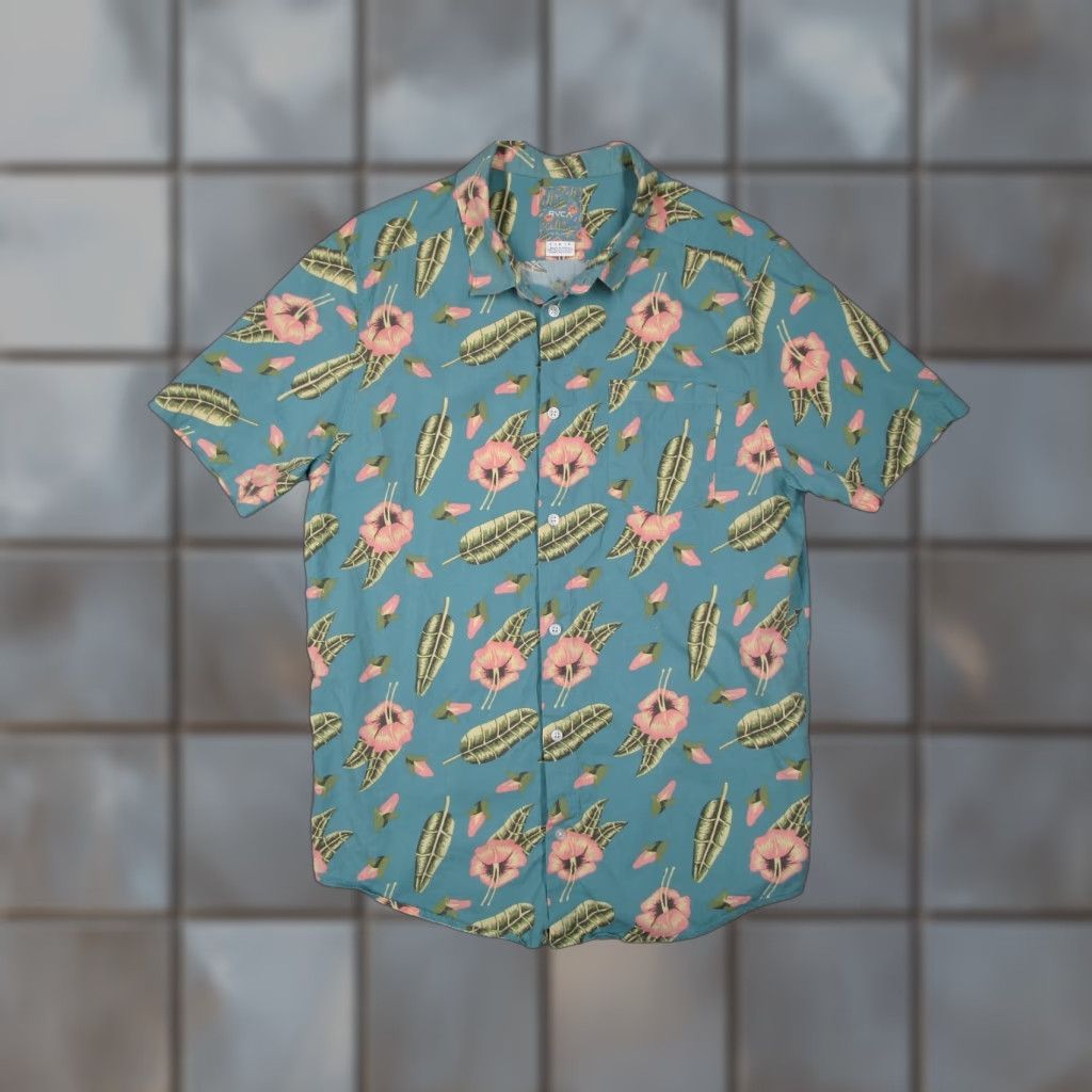RVCA RVCA Shirt Mens Large Blue Luke Pelletier Special Edition Button-Up Hawaiian Floral Size US L / EU 52-54 / 3 - 1 Thumbnail