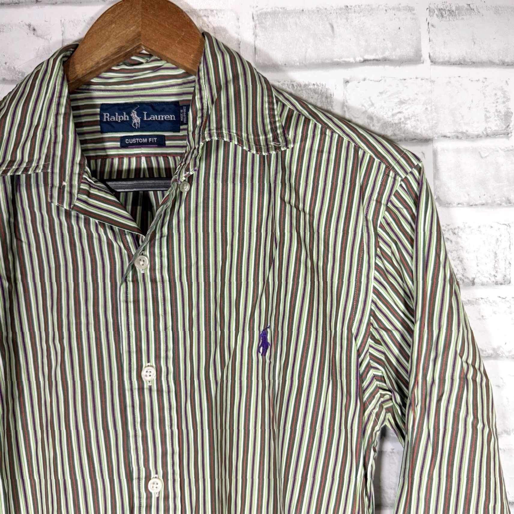 Ralph Lauren RALPH LAUREN Custom Fit Striped Long Sleeve Button-Up Shirt Mens Size M Multicolor Size US M / EU 48-50 / 2 - 2 Thumbnail