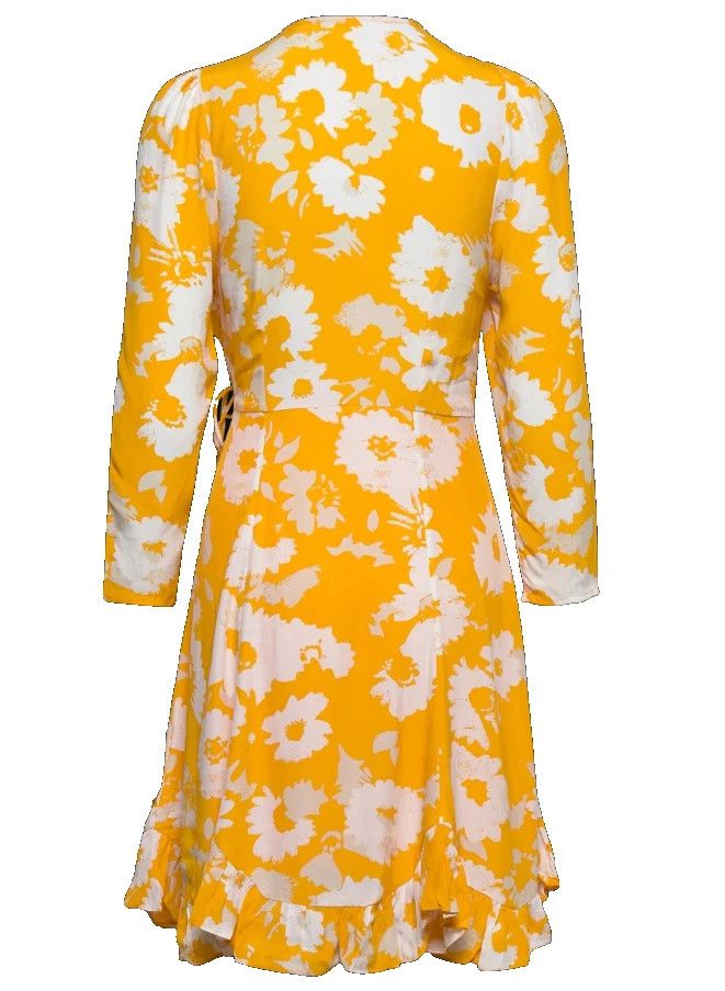 Samsoe Samsoe SAMSOE Sunflower Yellow Abstract Floral "Janine" Mini Dress Size L / US 10 / IT 46 - 5 Thumbnail