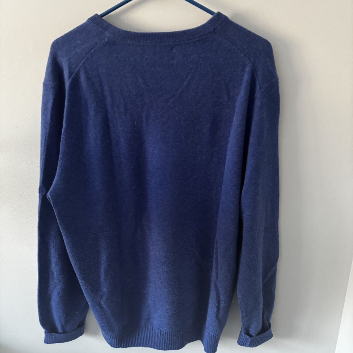 Lands' End Lands End 100% Cashmere Blue V Neck Sweater Size US L / EU 52-54 / 3 - 3 Thumbnail