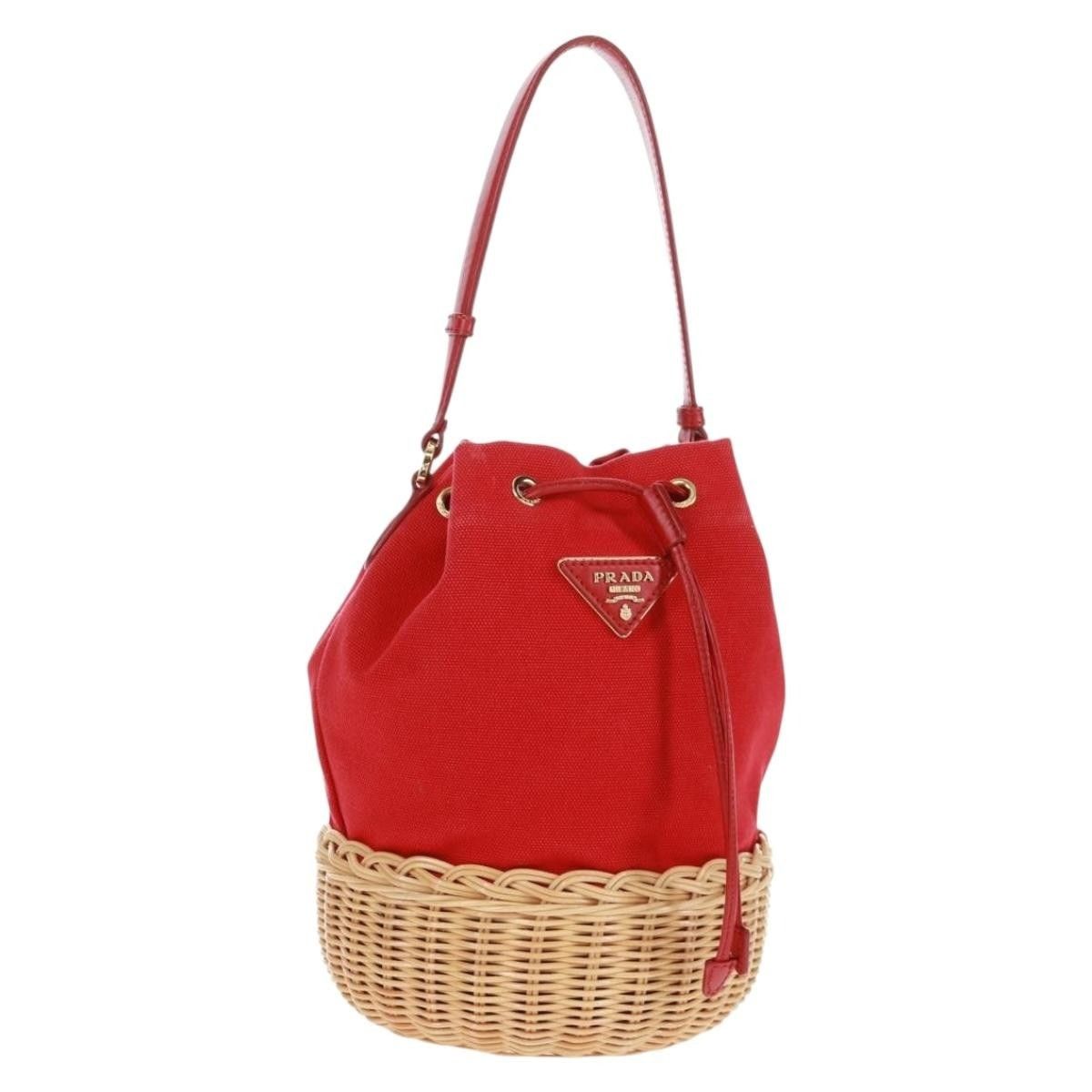 Prada PRADA Shoulder Bag Straw Canvas Beige Red Auth 167958V - Jer Size ONE SIZE - 1 Thumbnail
