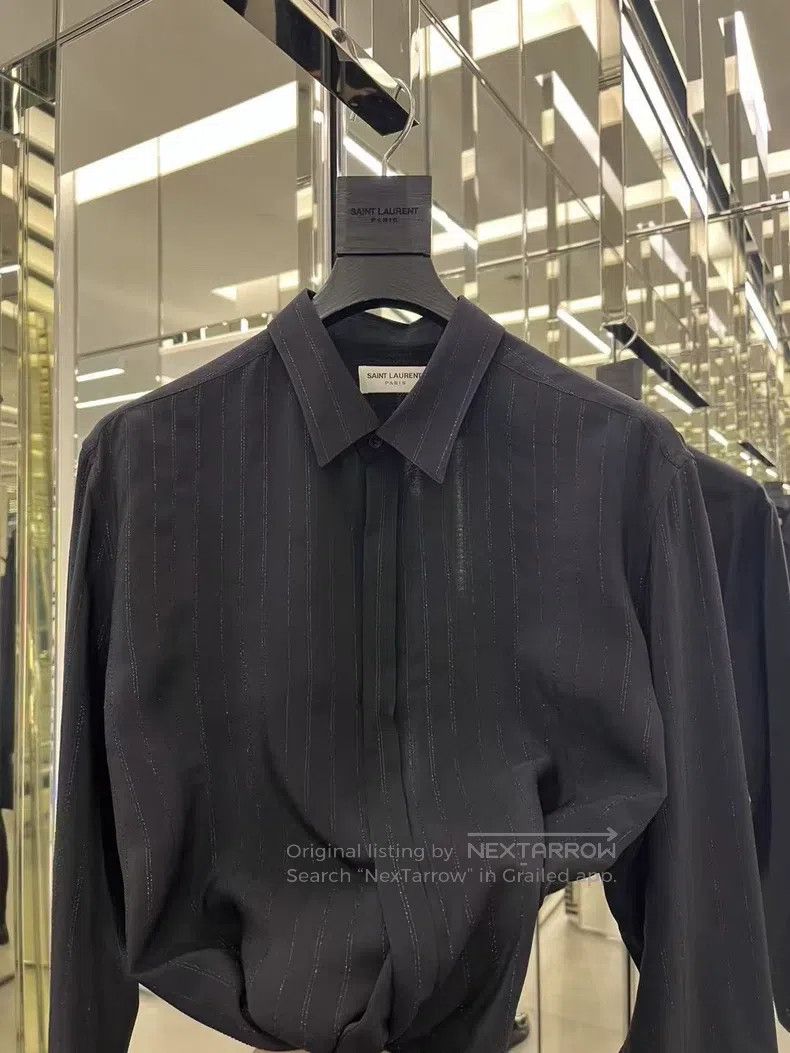 Saint Laurent Paris Saint Laurent Paris Black Silver Thread Shirt Size US M / EU 48-50 / 2 - 6 Thumbnail