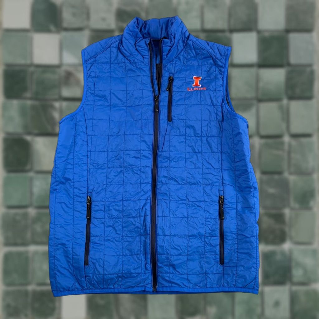 Cutter & Buck VINTAGE? No — Illinois University Cutter & Buck PrimaLoft Eco Insulated Puffer Vest Men LT Blue Solid Embroidered Logo Full Zip UPF? (Please) Size US L / EU 52-54 / 3 - 1 Thumbnail