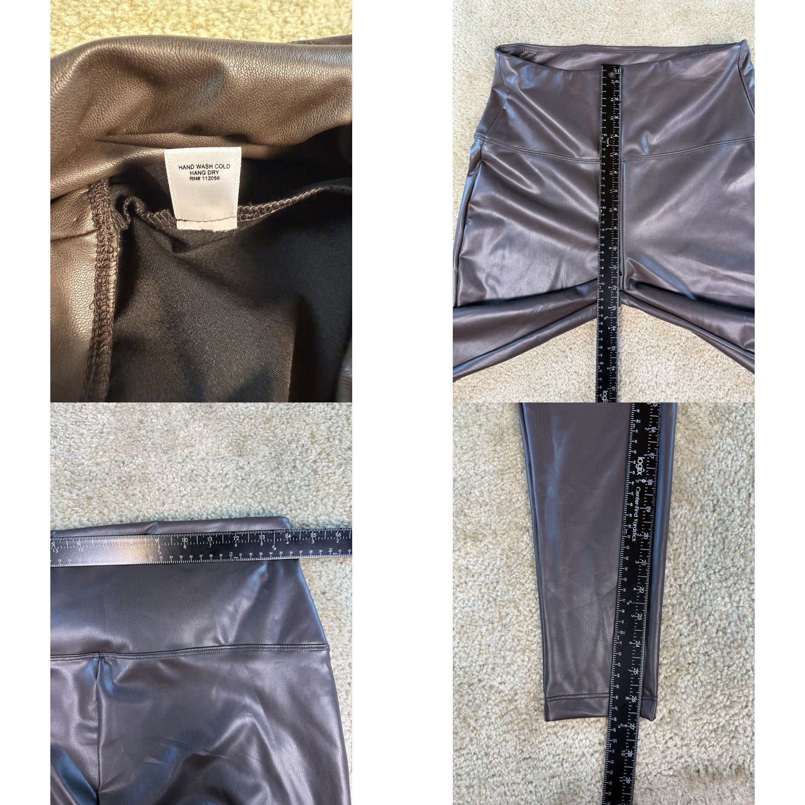 Vintage Zenana High Waist Faux Leather Leggings Pants XL Brown NWT D258 Womens Size 40" / US 18 - 8 Thumbnail