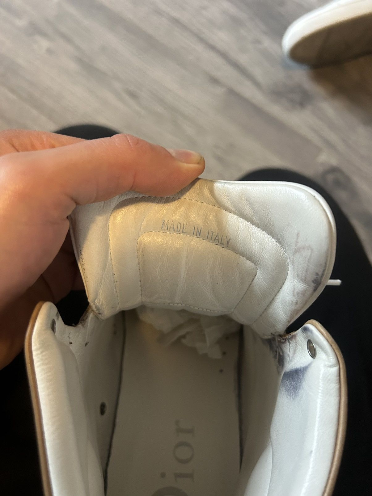 Dior Dior Homme High-Top Leather Sneakers in White and Tan Size US 8 / EU 41 - 10 Thumbnail