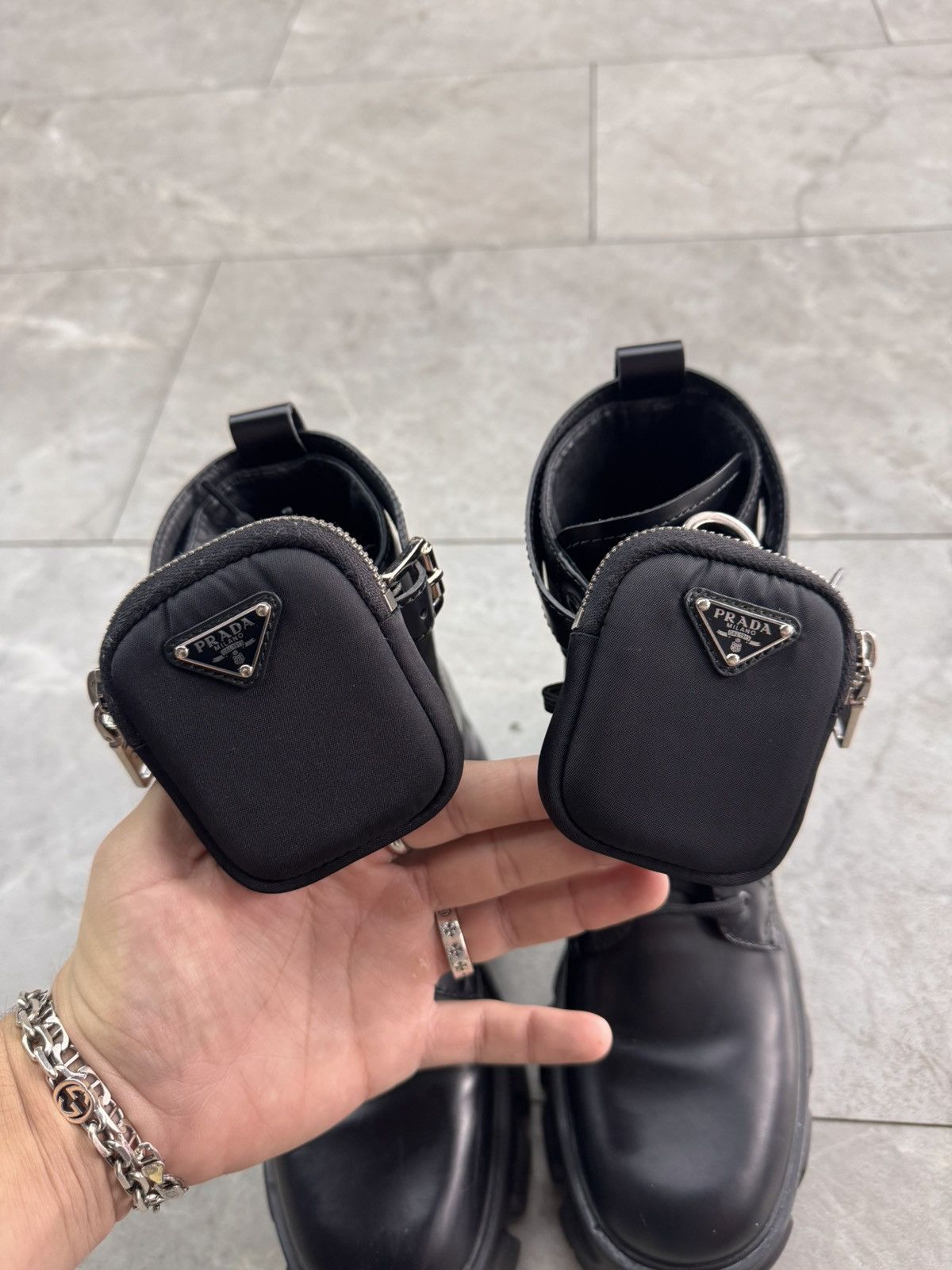 Prada Prada Monolith Brushed Leather And Nylon Pouch Boots Size US 7.5 / IT 37.5 - 7 Thumbnail