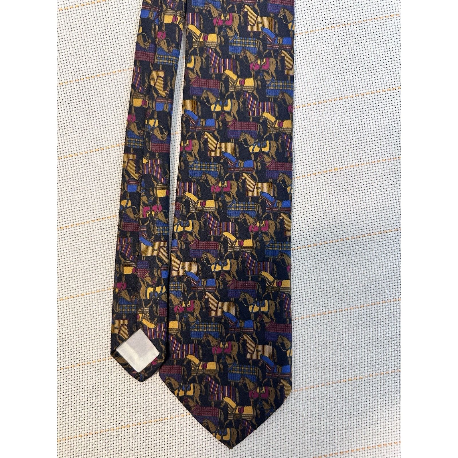 Brooks Brothers Vtg Horse Calvary Abstract Necktie Silk Tie Brook Brothers Size ONE SIZE - 4 Thumbnail