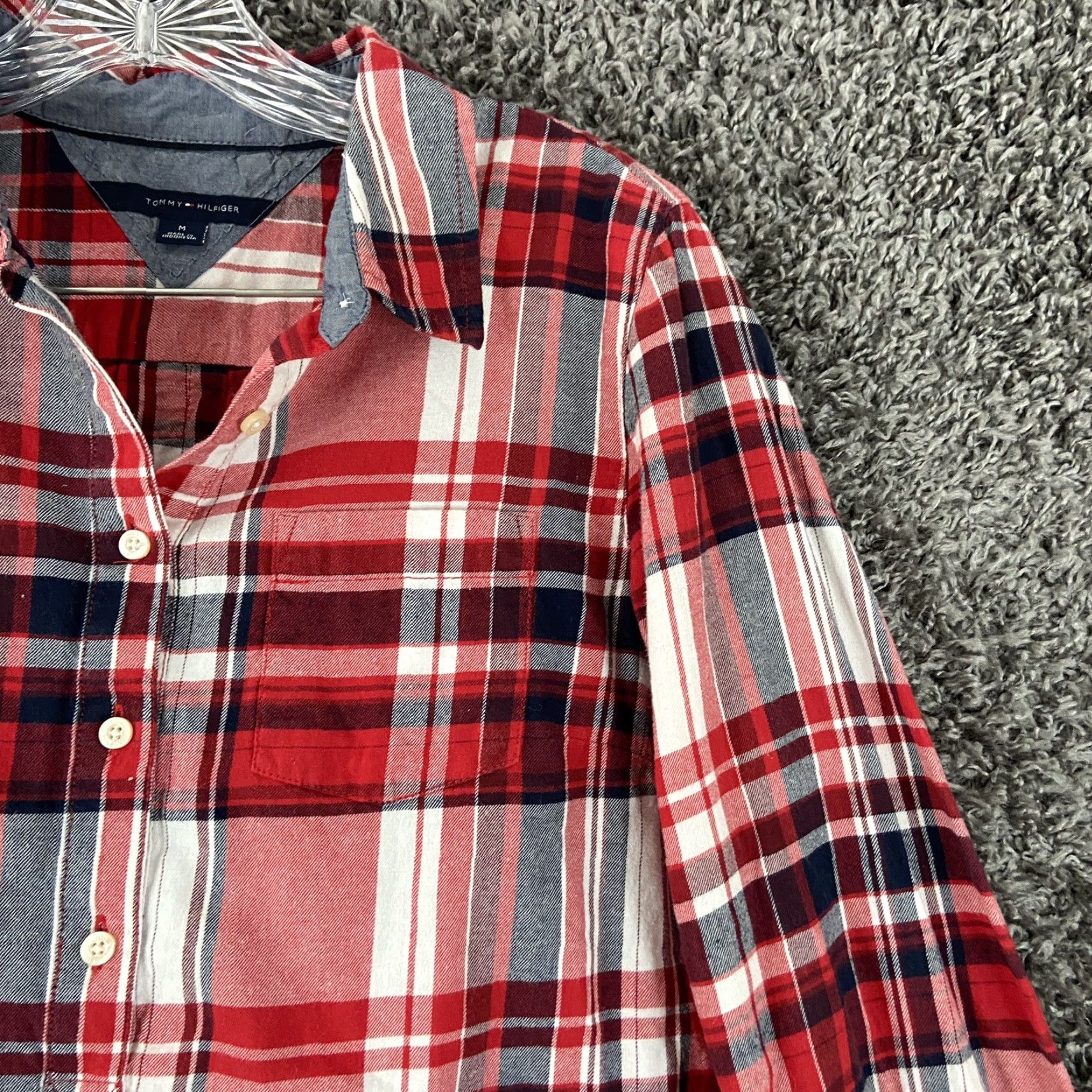 Tommy Hilfiger TOMMY HILFIGER Plaid Blouse Women’s M Long Sleeve Multicolor Pattern Size M / US 6-8 / IT 42-44 - 4 Thumbnail