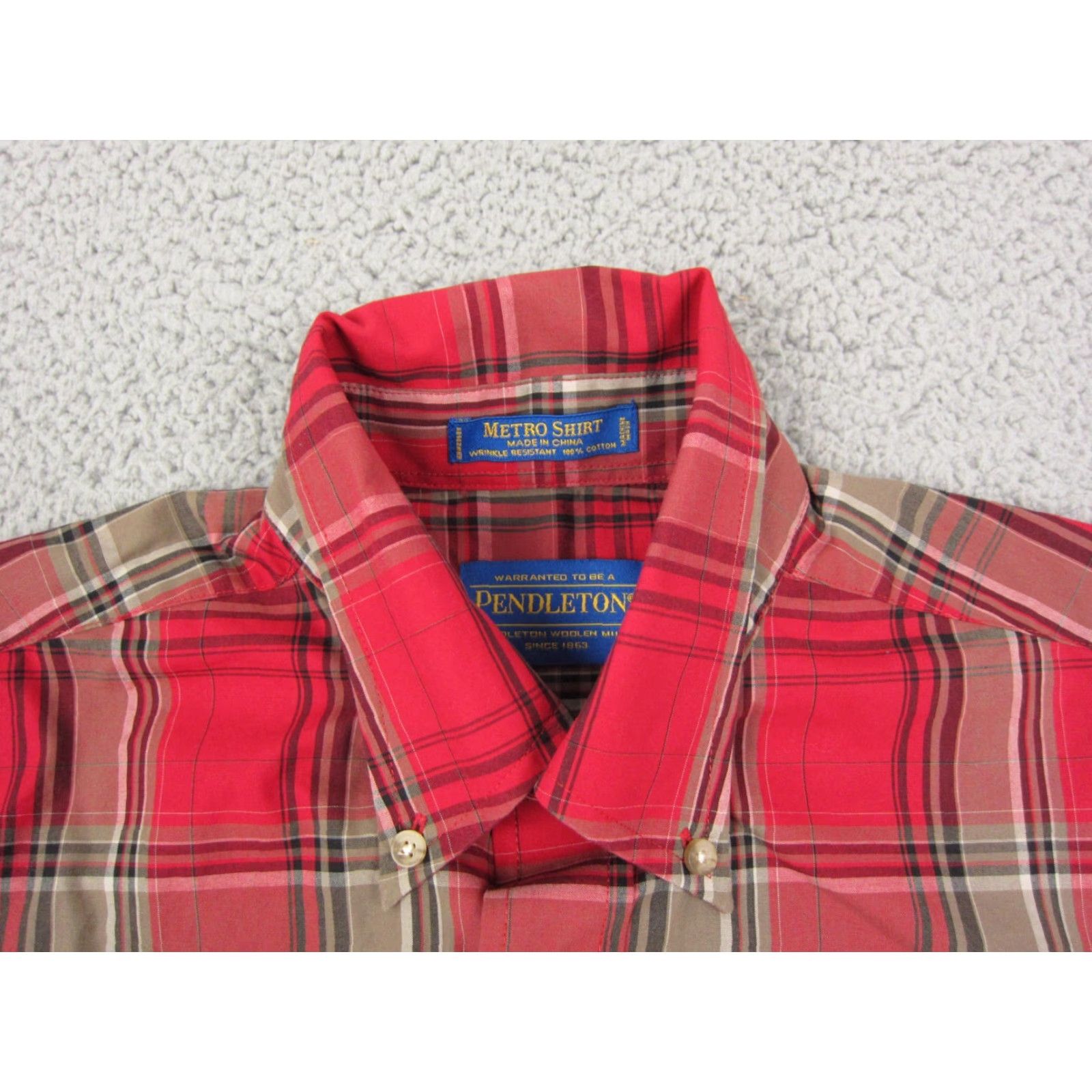 Pendleton VINTAGE Pendleton Shirt Mens S Red Plaid Cotton Button-Up Casual 90s Aztec Fall Winter Spring Summer Mens Size US S / EU 44-46 / 1 - 3 Thumbnail