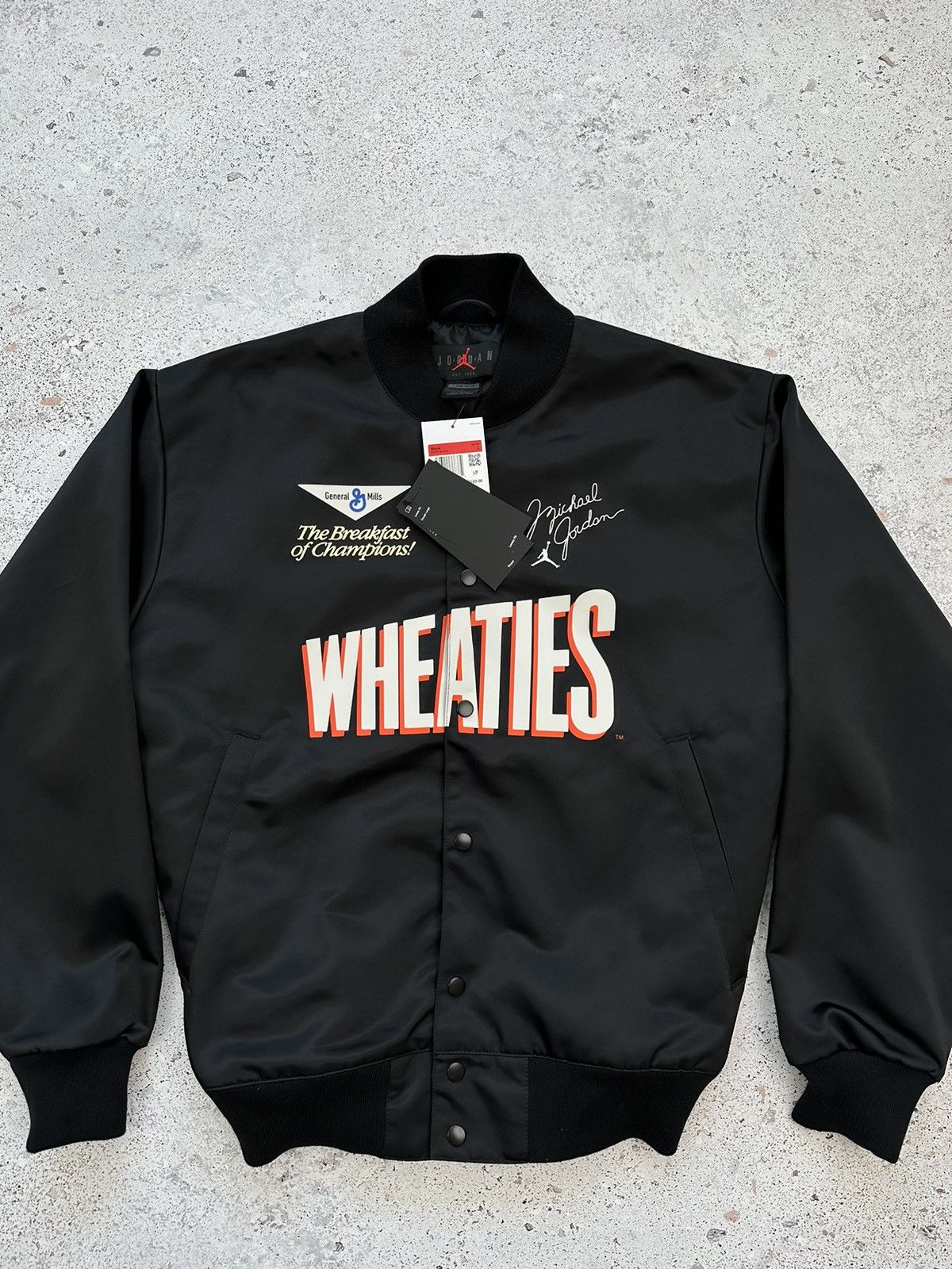 Jordan Brand × Nike Jordan Flight MVP Wheaties varsity bomber jacket Men L black Size US L / EU 52-54 / 3 - 3 Thumbnail