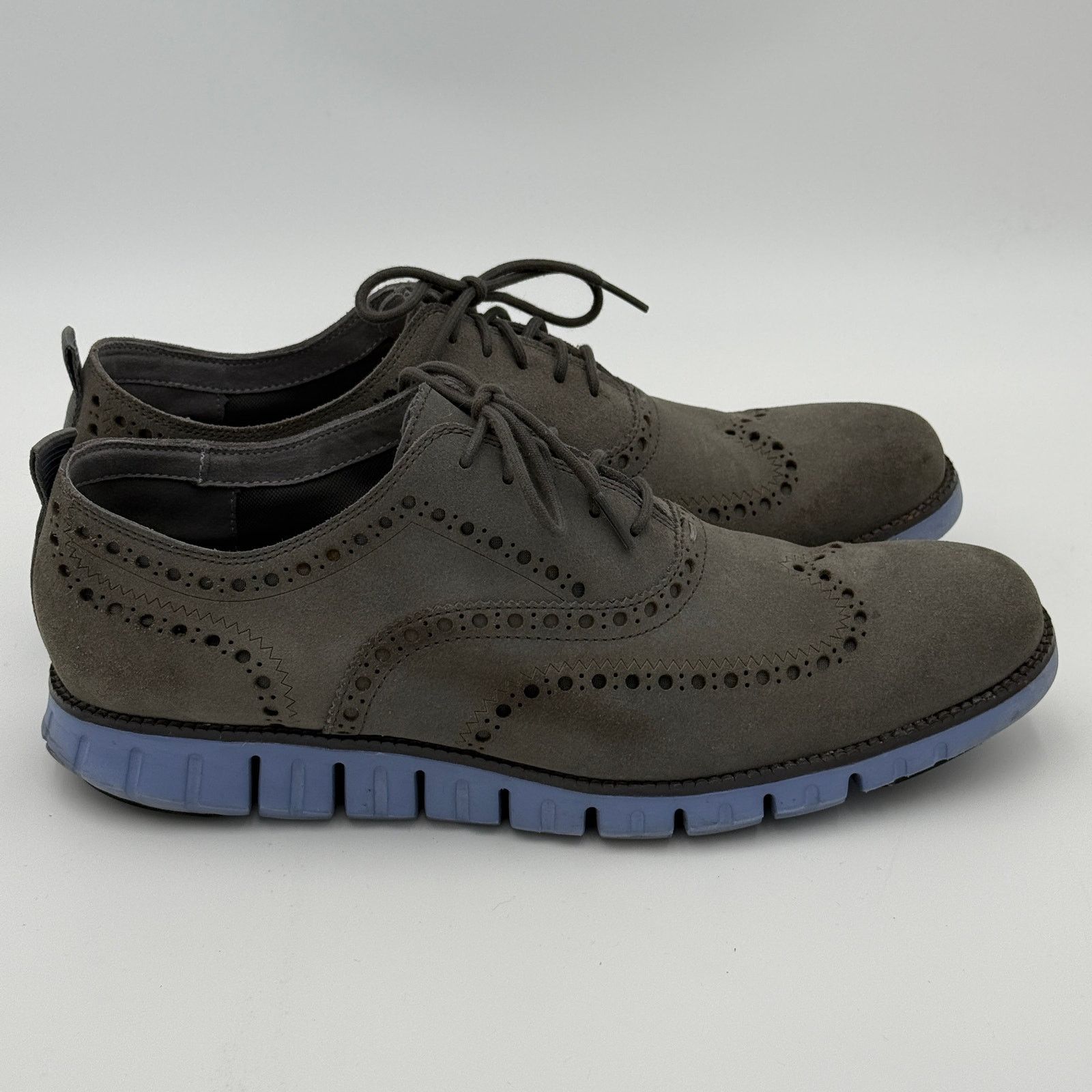 Cole Haan Cole Haan zerogrand Wingtip Oxford Suede - Gray/Blue Size US 12 / EU 45 - 4 Thumbnail