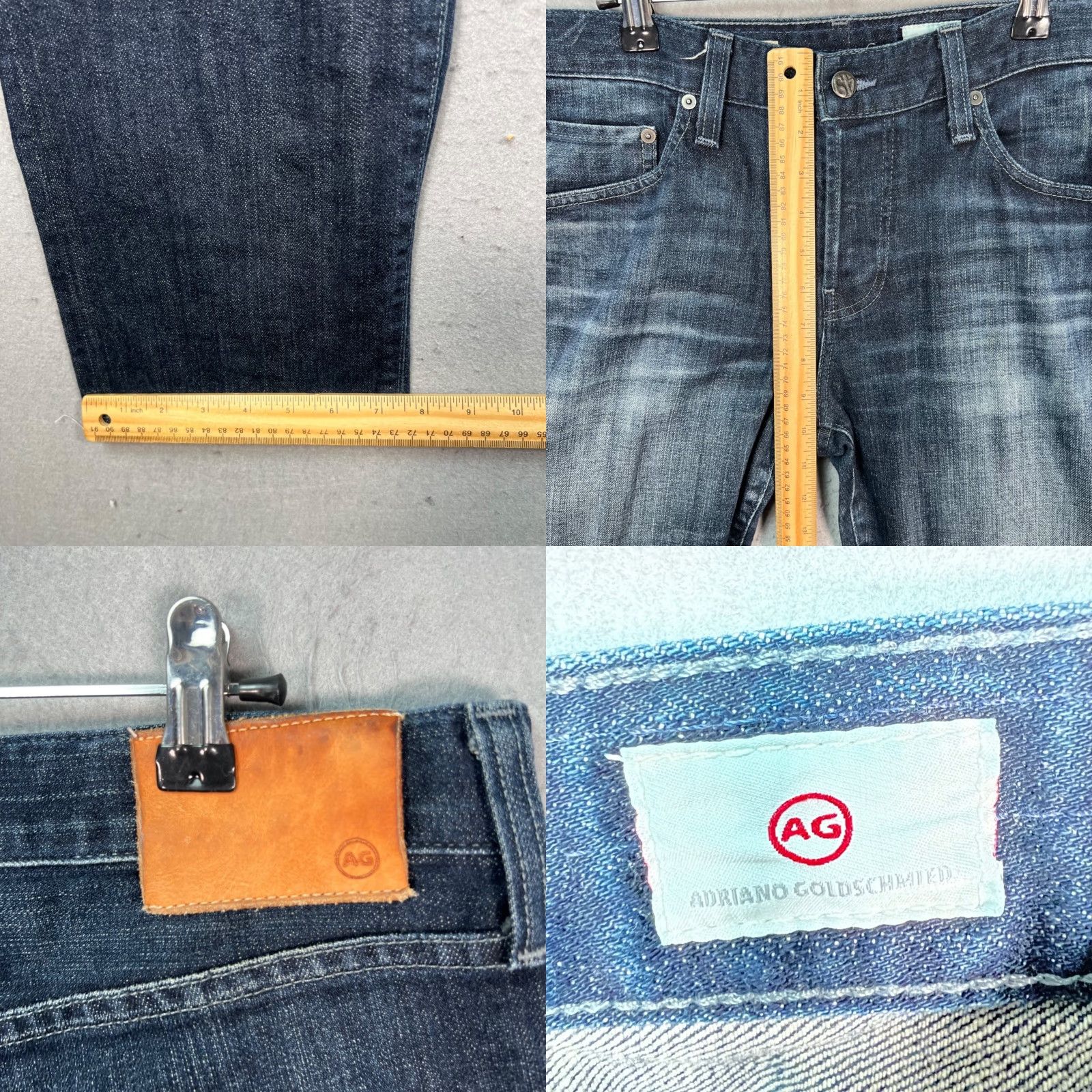 Denime AG Adriano Goldschmied The Graduate Tailored Leg Denim Jeans 33 Dark Wash Blue Mens Straight 5-Pocket Size US 33 - 8 Thumbnail