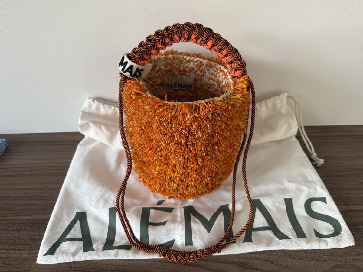 ALEMAIS Alemais Bag Bucket Orange Raffia Lalo Mini Fringe Macrame Size ONE SIZE - 1 Thumbnail