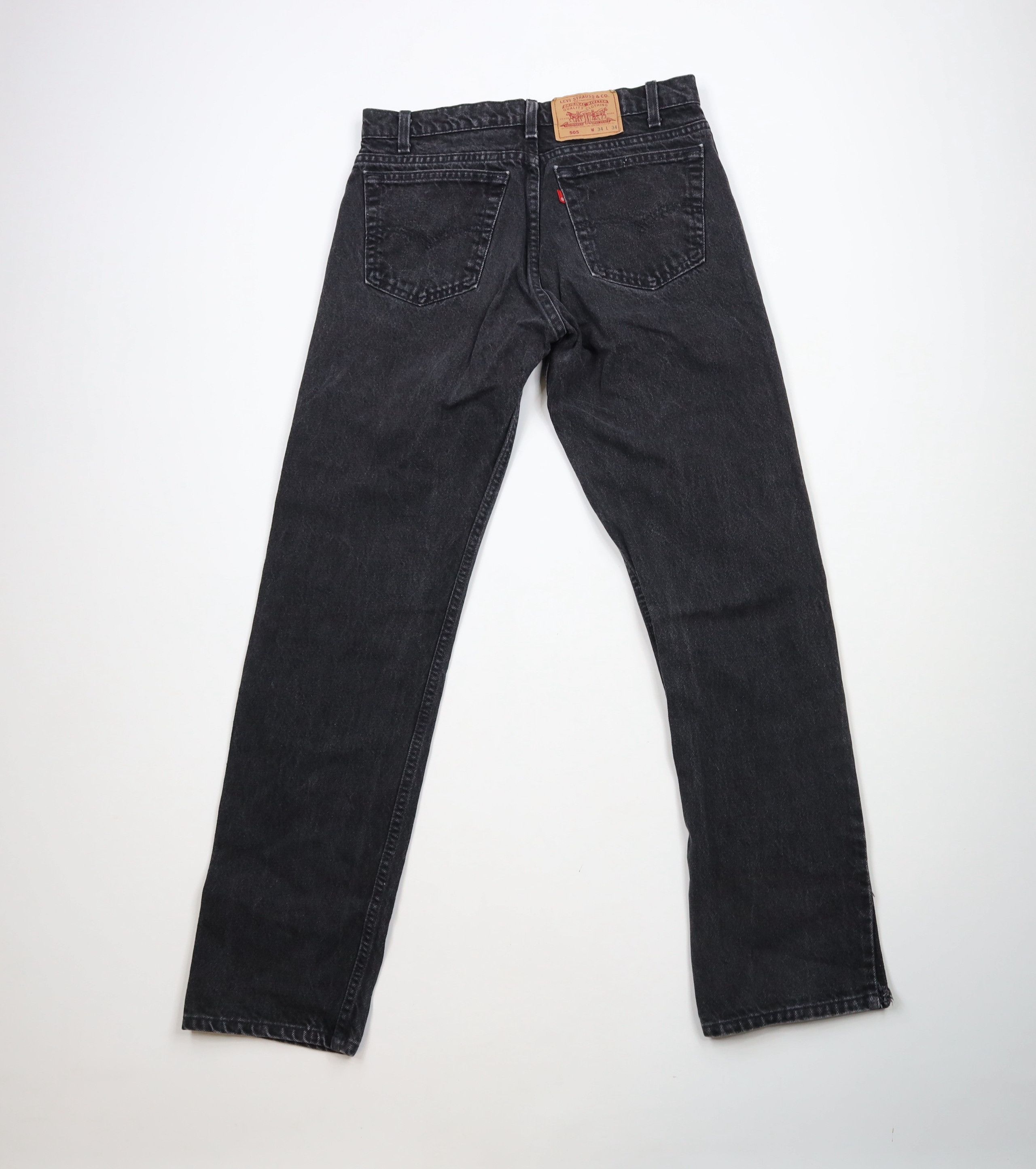 Levi's Vintage 90s Levis 505 Regular Fit Denim Jeans Black USA Size US 32 / EU 48 - 10 Thumbnail