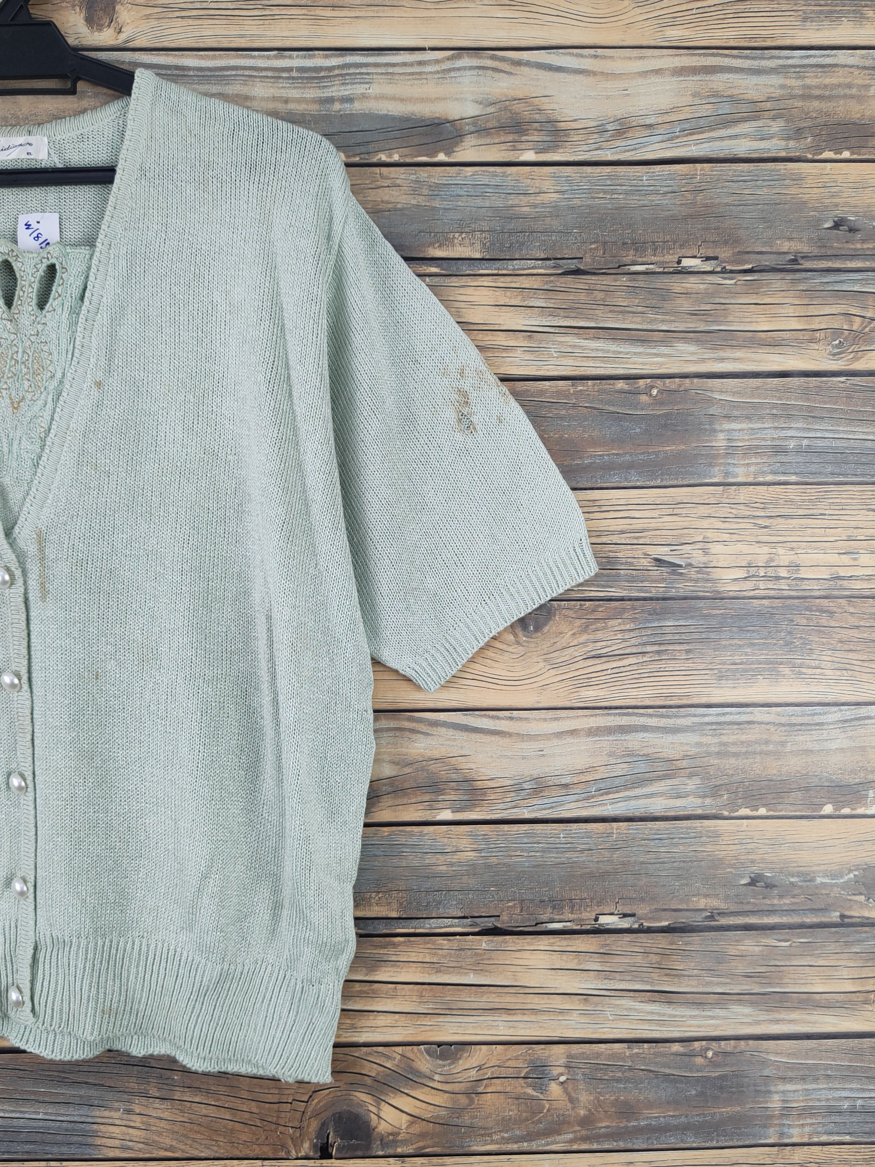 Homespun Knitwear Viridian Green Knitwear Short Sleeve knitwear #W1815 Size M / US 6-8 / IT 42-44 - 5 Thumbnail