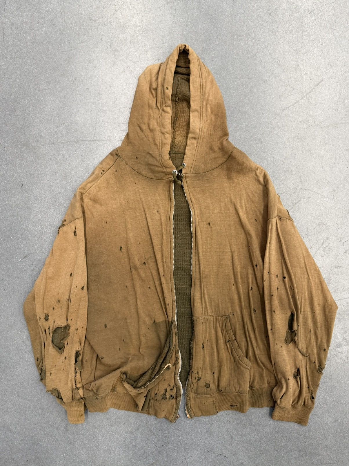 Other 1950's Vintage Thrashed Selvedged Waffle Line Zip Up Hoodie Size US L / EU 52-54 / 3 - 1 Thumbnail