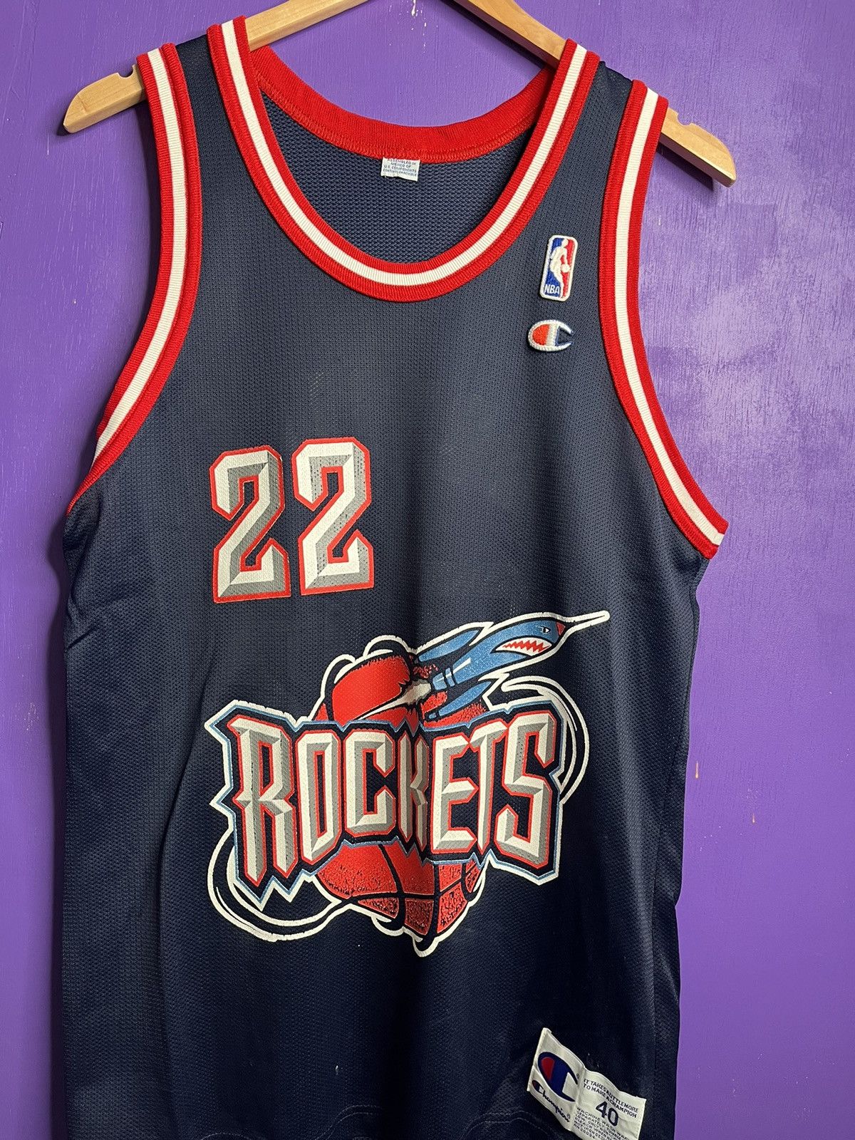 Champion × NBA × Vintage Vintage 90s Champion rockets Clyde Drexler jersey Size US M / EU 48-50 / 2 - 3 Thumbnail