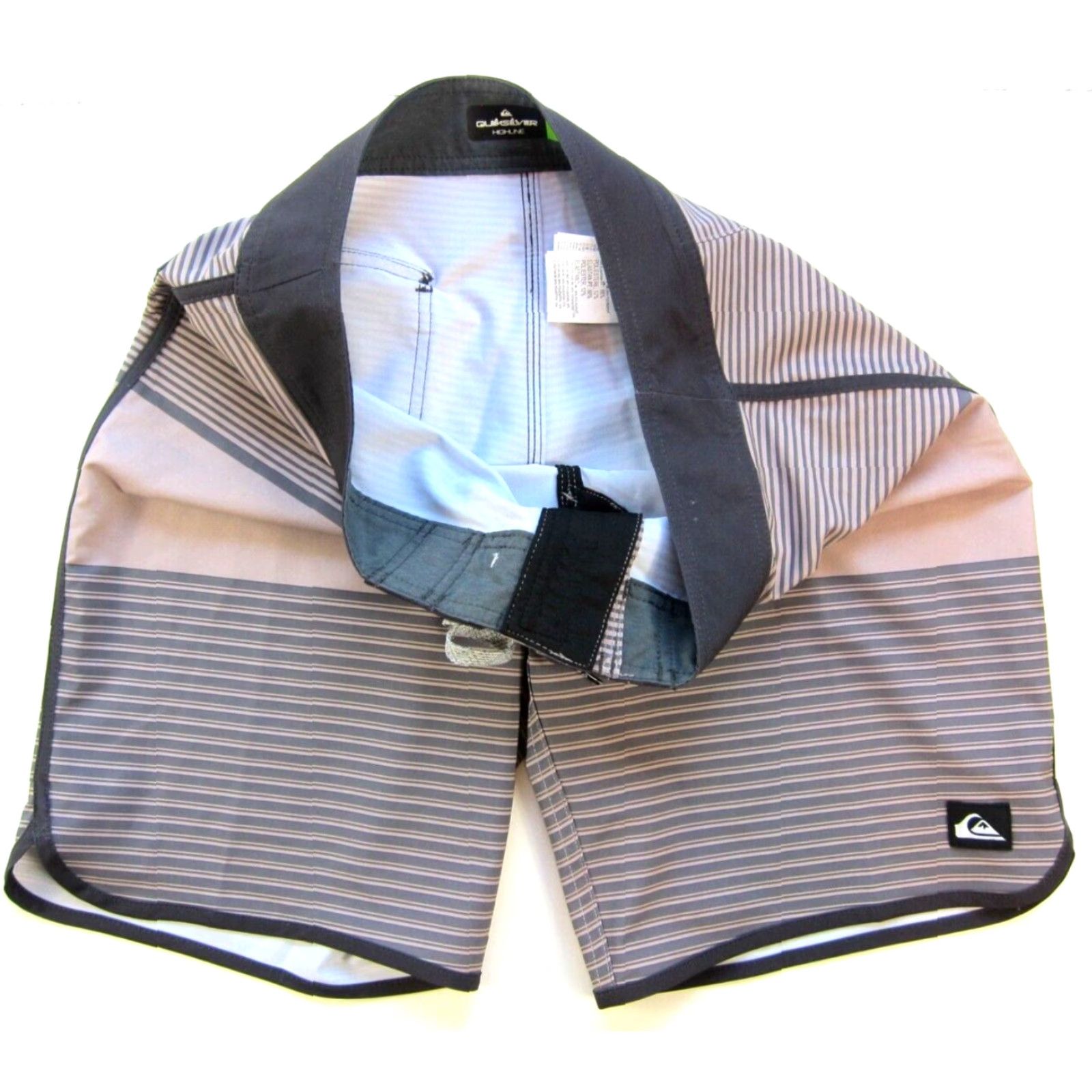 Quiksilver VINTAGE Quiksilver Highline Grey Stripe Stretch Pocket Surf Beach Board Short Men 30 Size US 30 / EU 46 - 5 Thumbnail