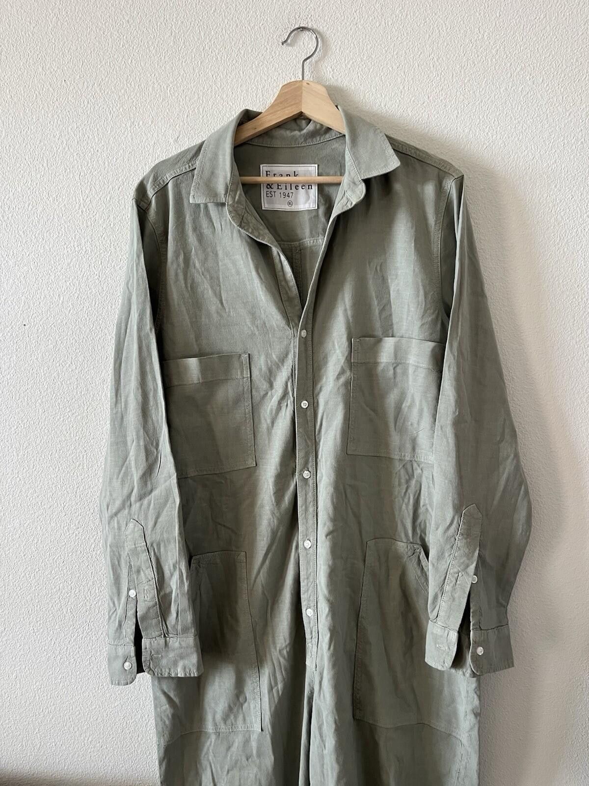 Frank & Eileen Frank & Eileen Linen Cotton Utility Jumpsuit XL Green Size 40" / US 18 - 1 Thumbnail