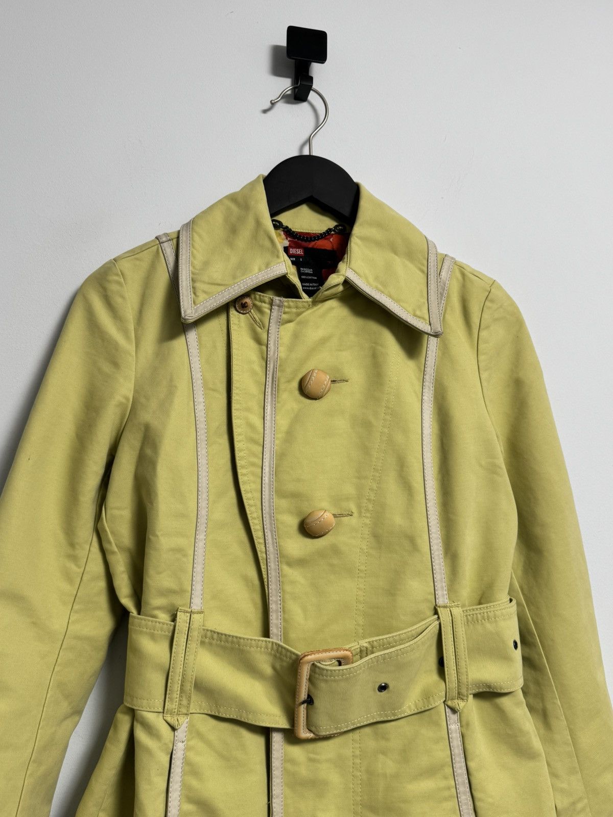 Diesel Diesel Vintage 90s Cotton Trench Coat Y2K Lemon Sz S Size S / US 4 / IT 40 - 2 Thumbnail