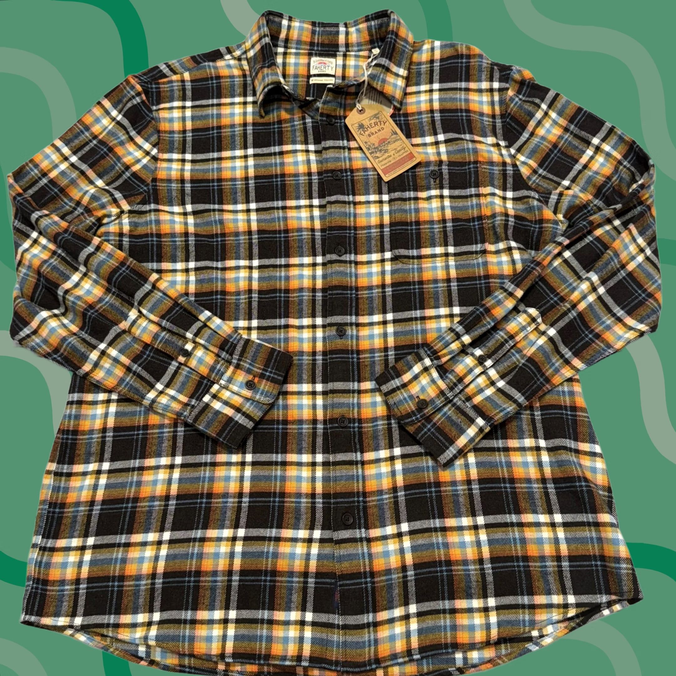 Faherty Faherty Flannel Shirt Mens 2XL Regular Button-Up Collared Plaid Cotton Organic Cotton NWT Multicolor Brushed Size US XXL / EU 58 / 5 - 1 Thumbnail