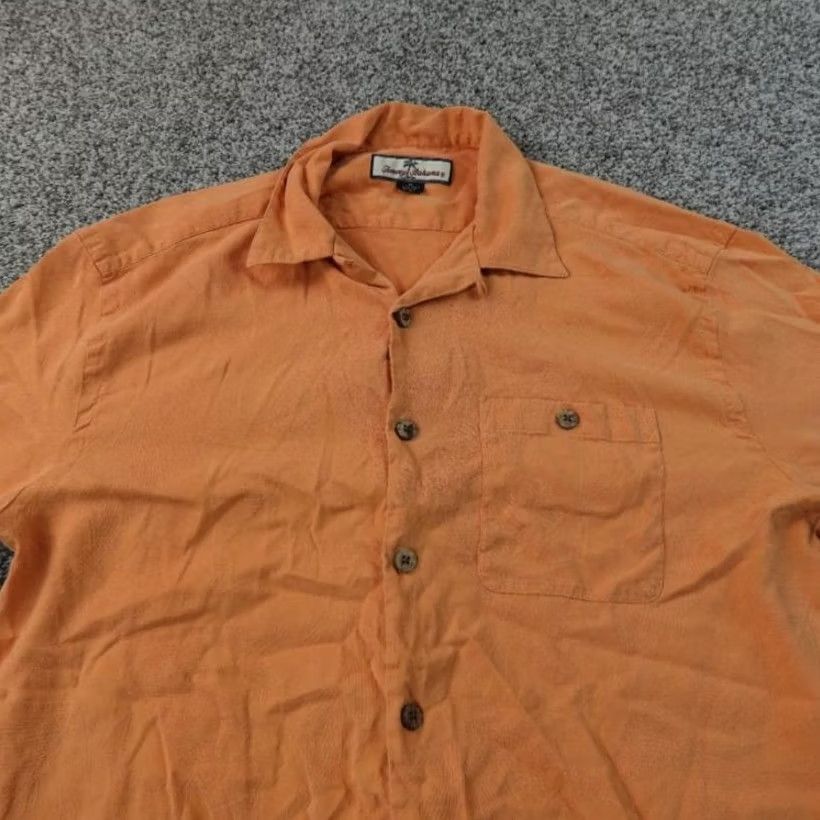 Tommy Bahama Tommy Bahama Shirt Mens M Orange Silk Floral Jacquard Hawaiian Button-Up Camp Size US M / EU 48-50 / 2 - 3 Thumbnail