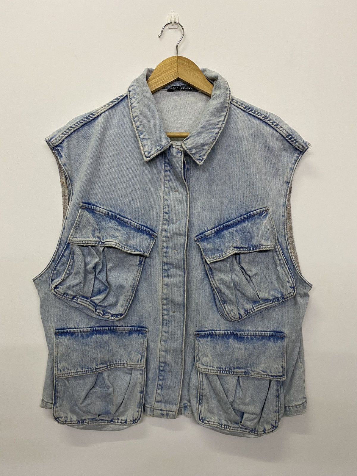 Zara Faded Blue Zara Denim Vest Jacket Fashion Street Size US M / EU 48-50 / 2 - 1 Thumbnail