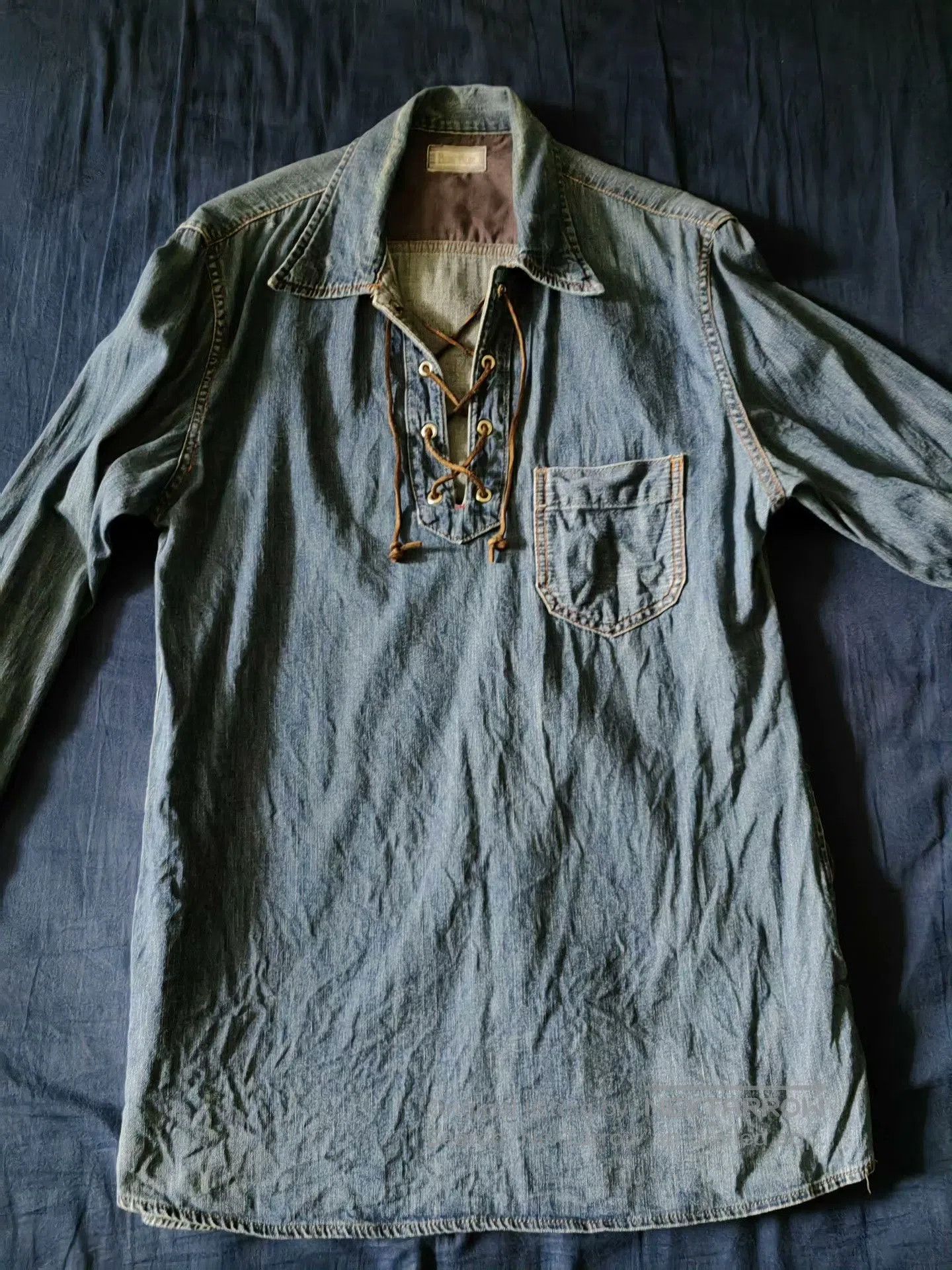 Blue Blue Japan BlueBlue Indigo Vintage Men's Shirt. Size US L / EU 52-54 / 3 - 2 Thumbnail