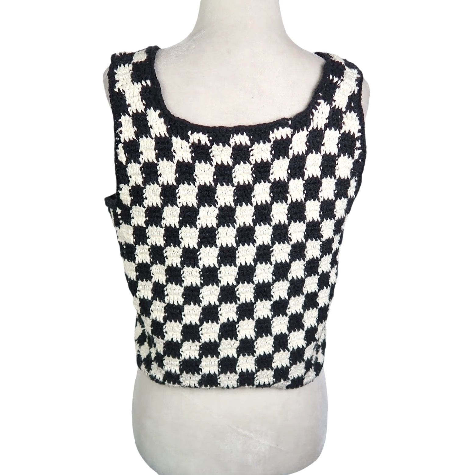 Vintage VINTAGE Black and White Checker Print Knit Sweater Vest Shirt Women S Cotton Sleeveless Casual Spring Fall - Mens/Womens? Size S / US 4 / IT 40 - 4 Thumbnail