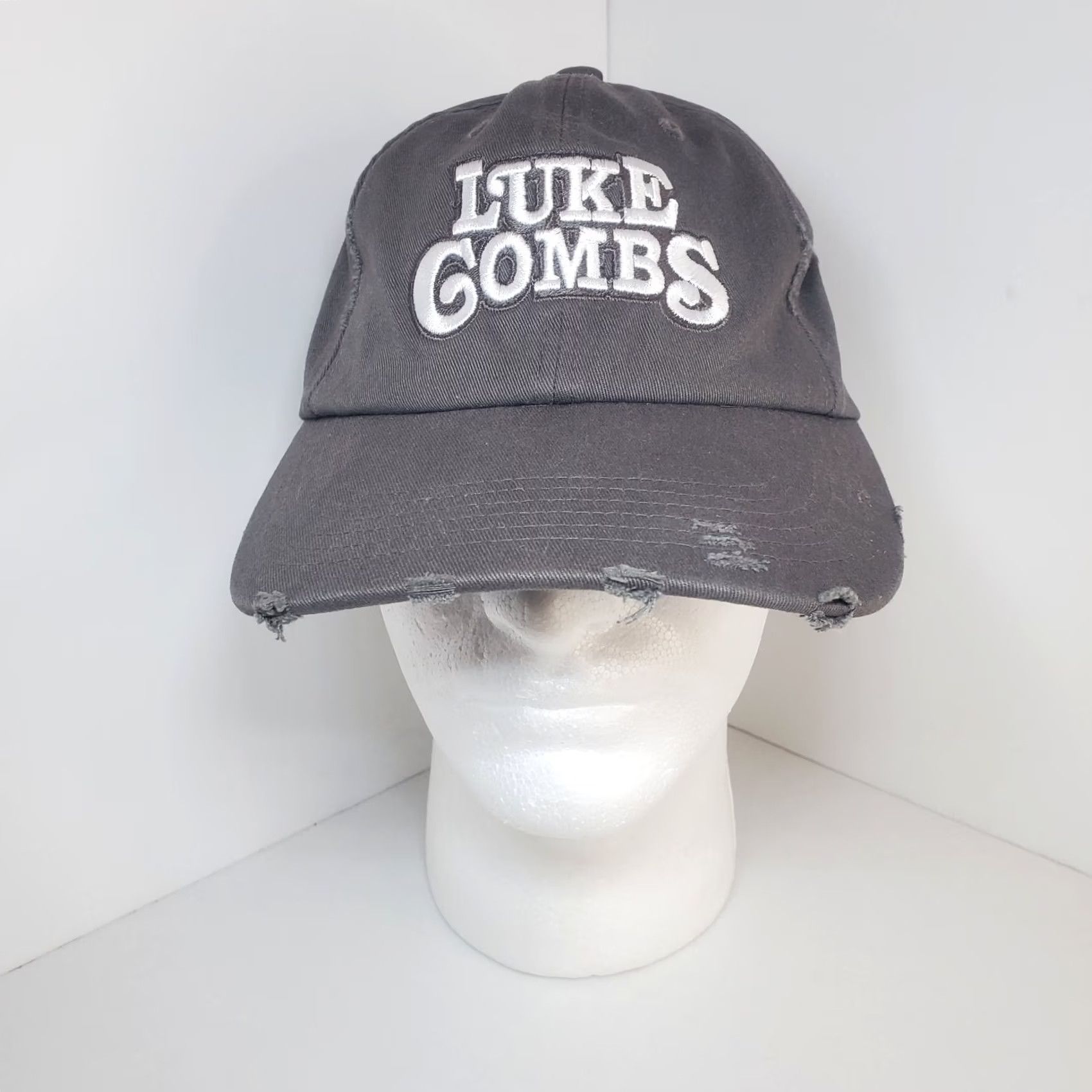 Vintage Luke Combs Miller Lite Concert Tour Distressed Canvas Hat Gray Adjustable NWOT Size ONE SIZE - 2 Thumbnail