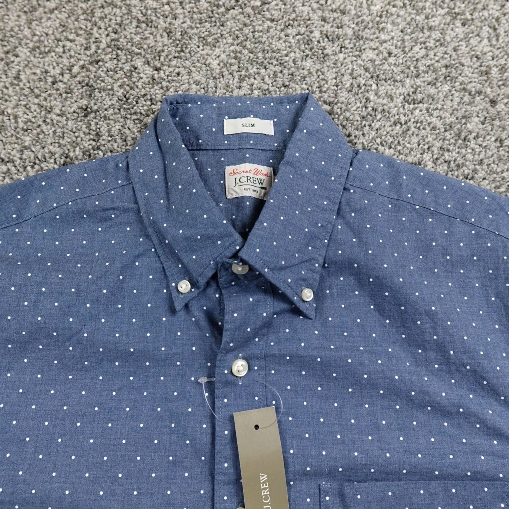 J.Crew J.CREW Shirt Slim Long Sleeve Button-Up Polka Dot Blue Mens S Size US S / EU 44-46 / 1 - 3 Thumbnail