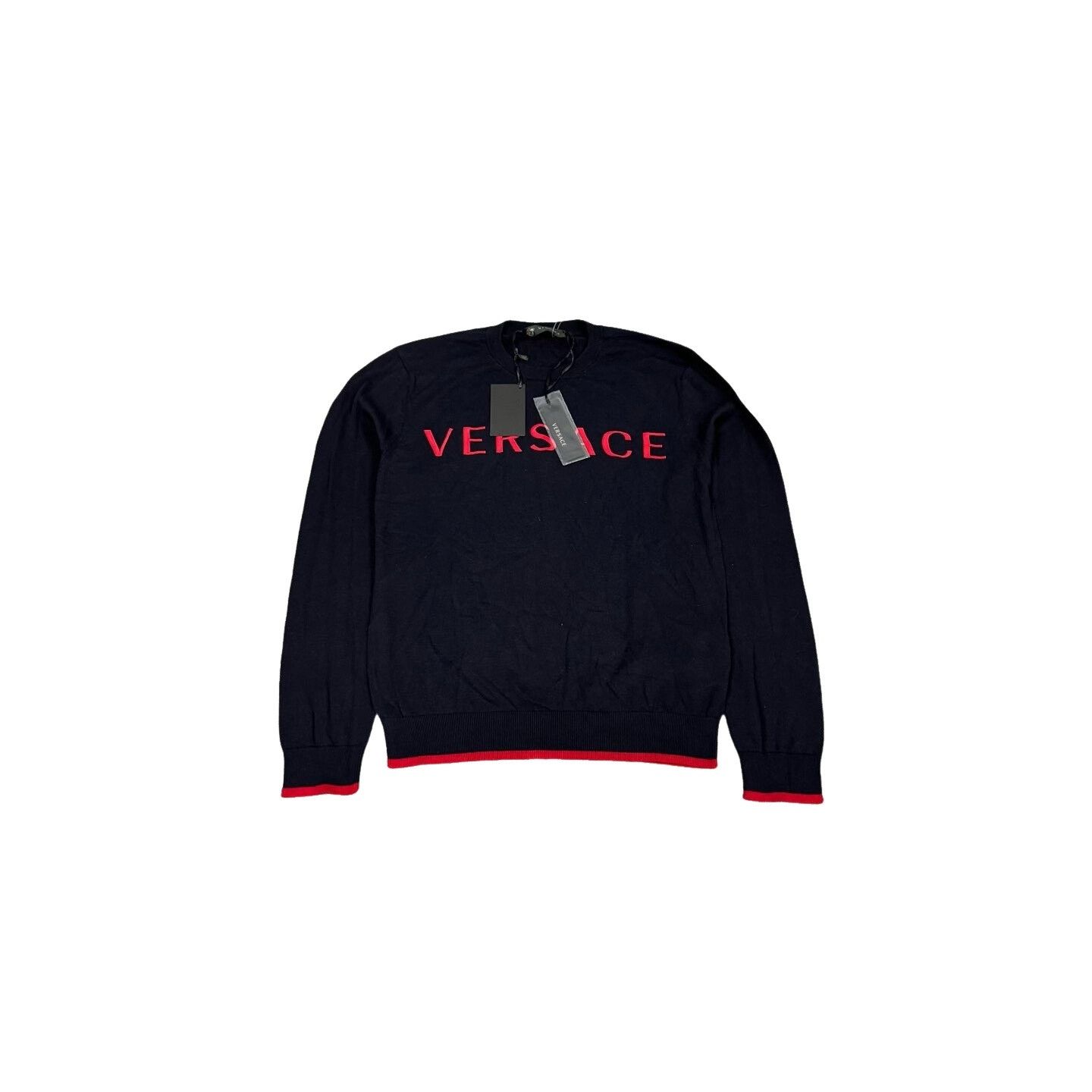 Versace Versace Red Logo Embroidered Crewneck Sweater 44 Size US S / EU 44-46 / 1 - 1 Thumbnail