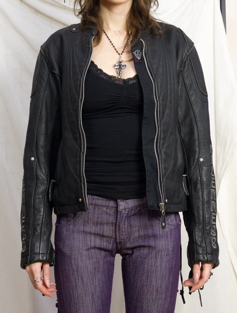 Vintage ARLENNESS motorcycle leather jacket with lace up&embroidery Size M / US 6-8 / IT 42-44 - 14 Thumbnail