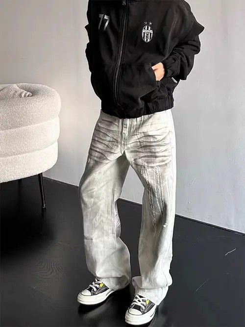 Other Vintage washed and dirty dyed street hip hop y2k jeans Size US 30 / EU 46 - 8 Thumbnail