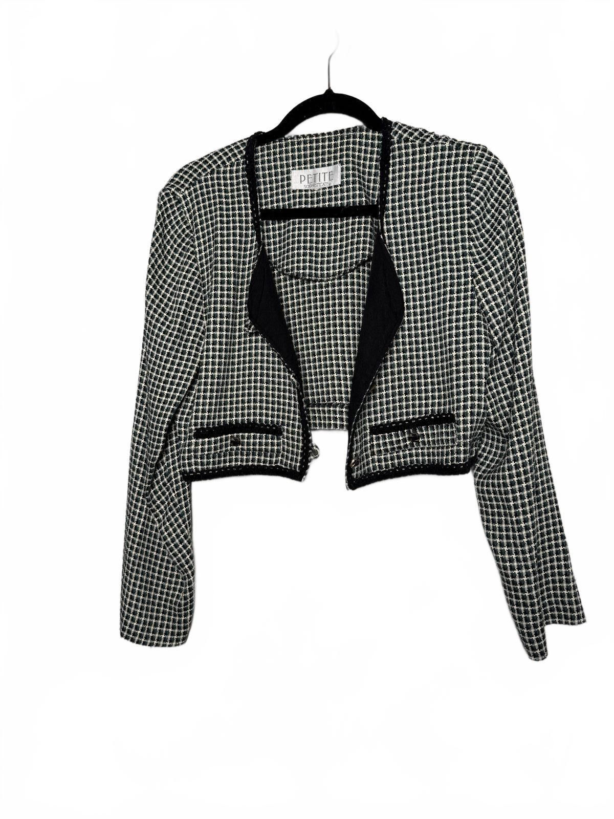Zara VintageBlack and White Preppy Cropped Tweed Jacket Size M / US 6-8 / IT 42-44 - 3 Thumbnail