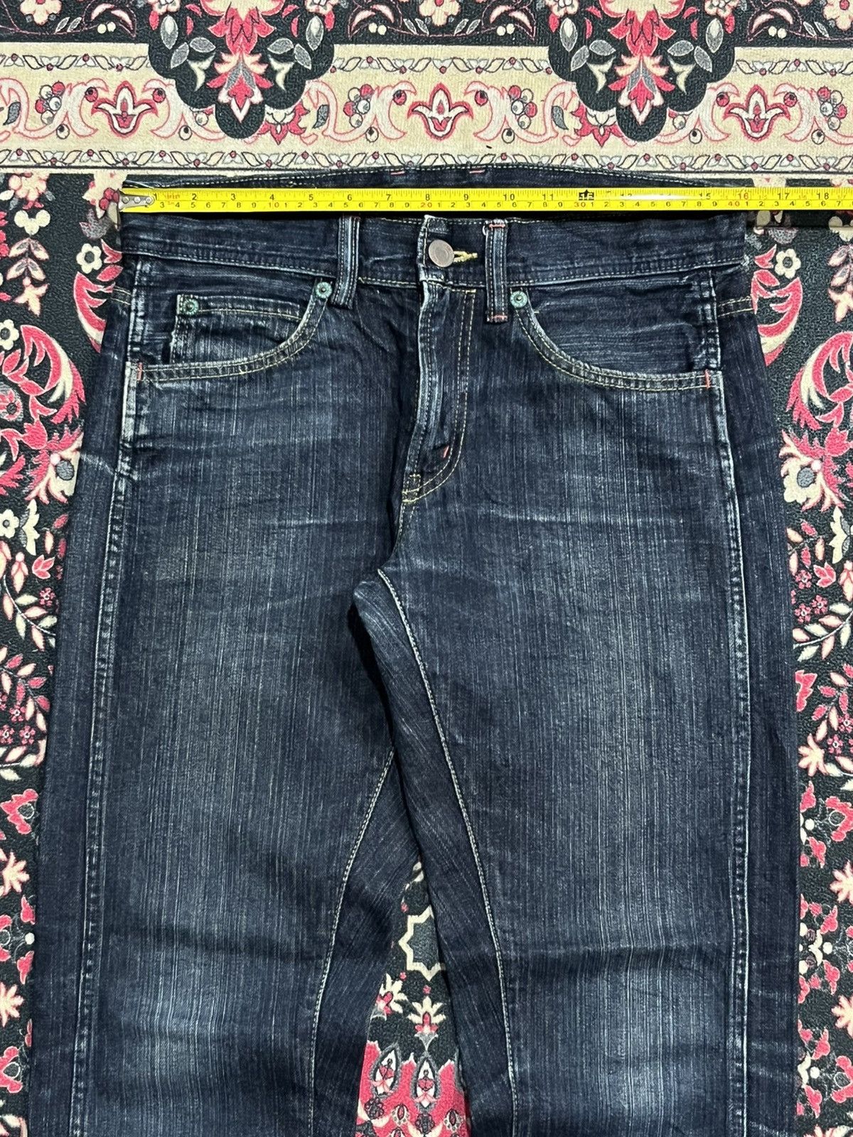 Le Grande Bleu (L.G.B.) Vintage Japanese Brand GL Heart Dark Blue Wash Straight Jean Size US 31 - 12 Thumbnail