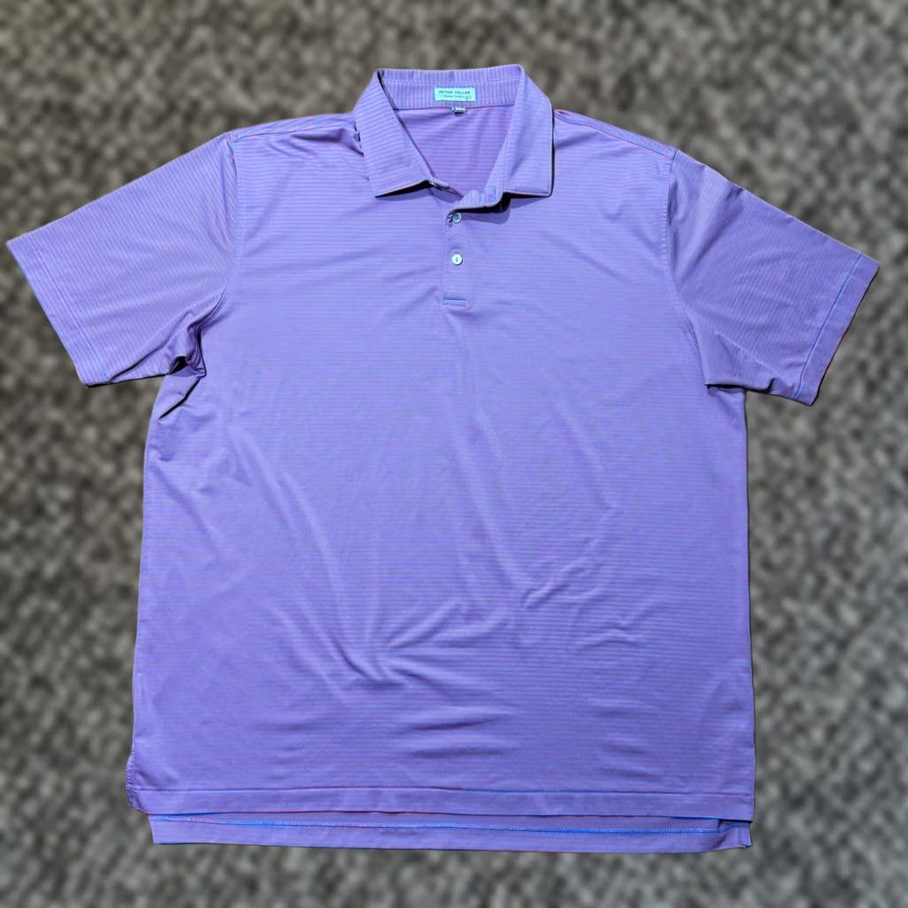 Peter Millar Peter Millar Polo Shirt Mens XXL Pink Blue Striped Golf S/S Polyester S15 Size US XXL / EU 58 / 5 - 1 Thumbnail