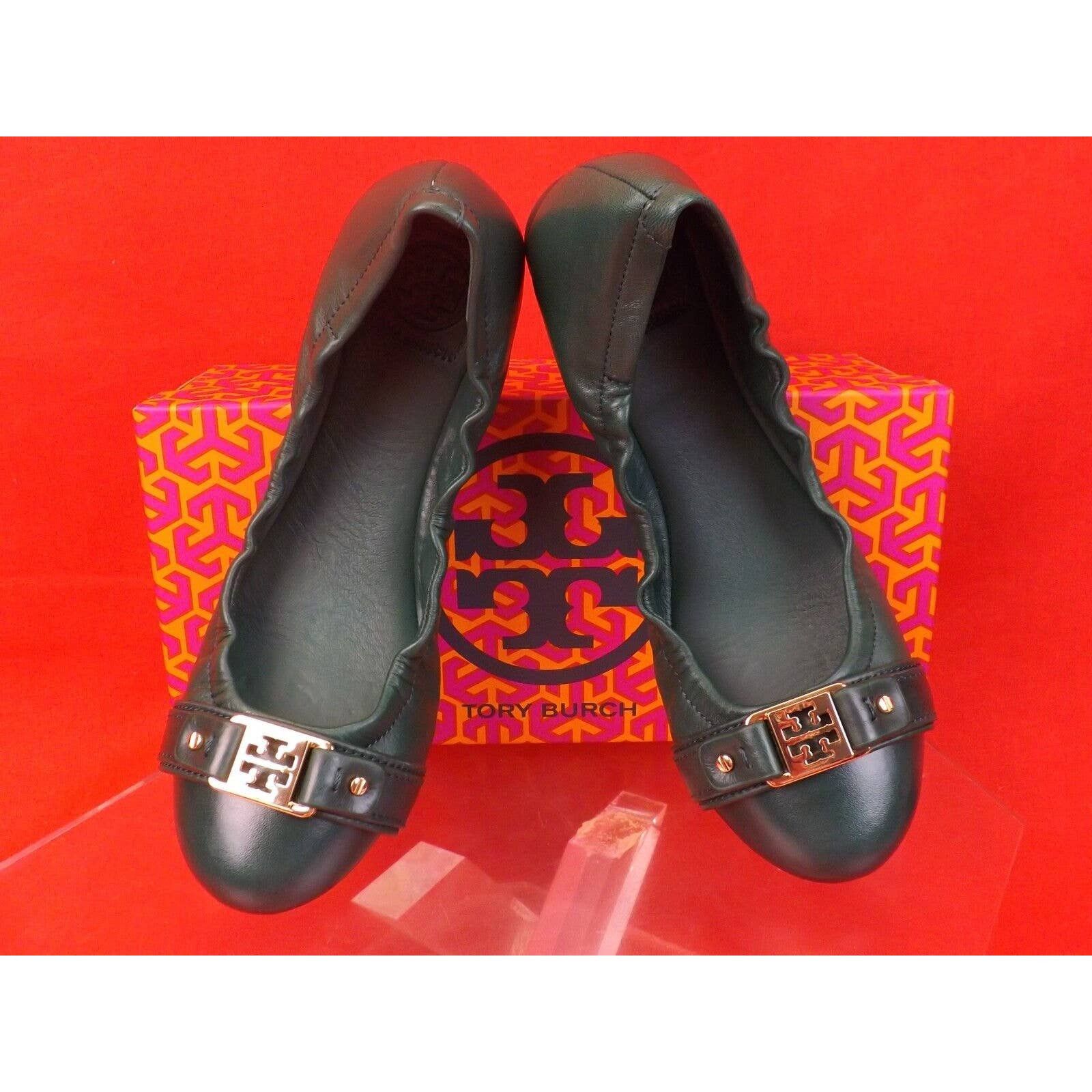 AMBROSE NEW MALACHITE LEATHER GOLD REVA BALLET FLATS 7