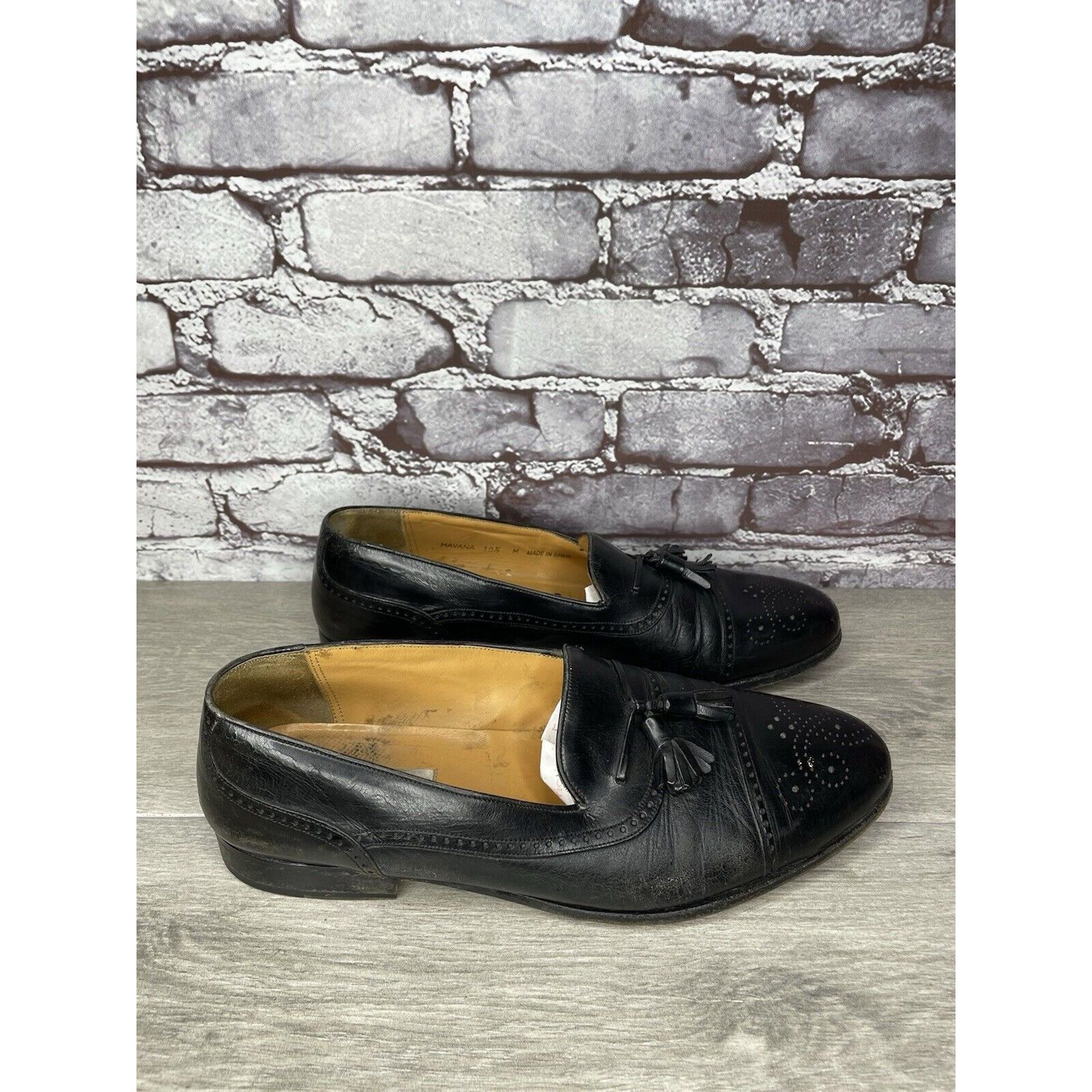 Mezlan MEZLAN HAVANA Black Leather Wingtip Tassel Loafers Shoes Men Size US 10.5 / EU 43-44 - 11 Thumbnail