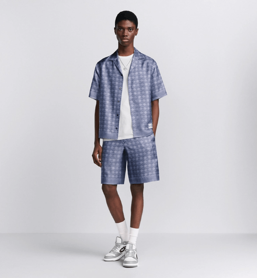 Dior o1w1db11225 493C51 Cannage Short-Sleeved Shirt in Blue Size US M / EU 48-50 / 2 - 6 Thumbnail