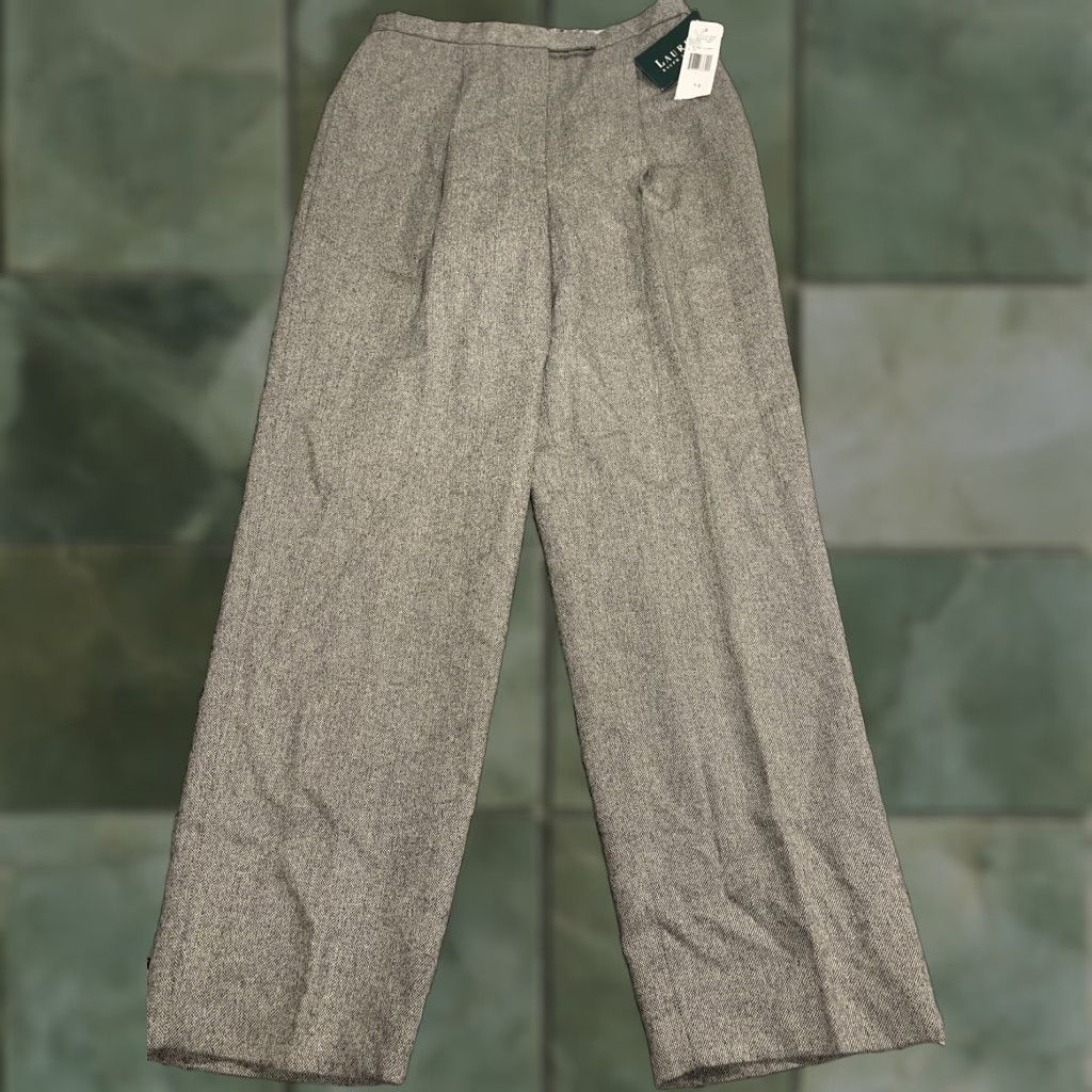Ralph Lauren Lauren Ralph Lauren 100% Wool Pants Dress Pants Women 12 Black Cream Savile Row Wool NWT Size 34" / US 12 / IT 48 - 1 Thumbnail