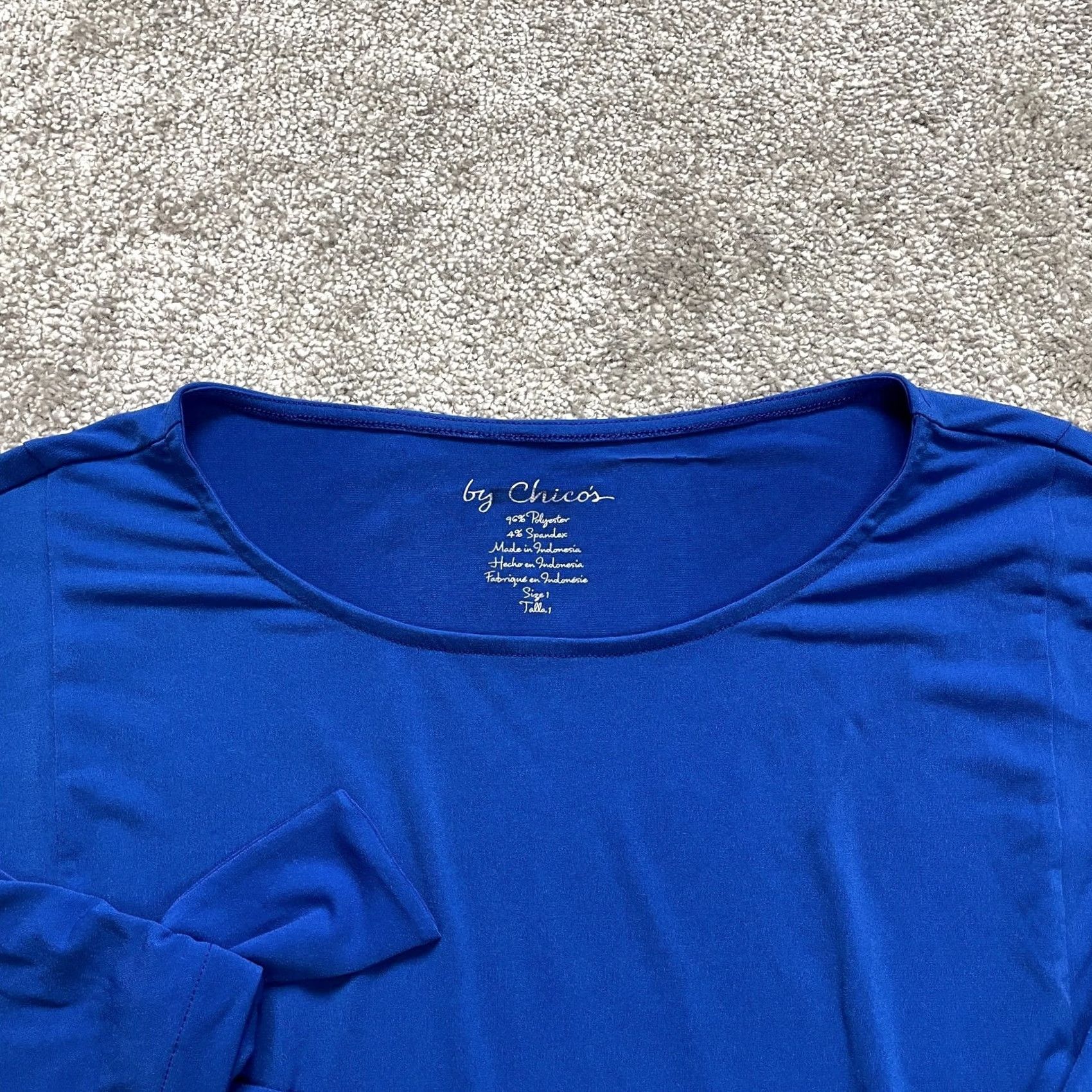 Vintage Chico's Tee Shirt Womens Blue 8/10 T-Shirt Round Neck Long Sleeve Pullover Casual / Formal Top Women XS? Size M / US 6-8 / IT 42-44 - 3 Thumbnail