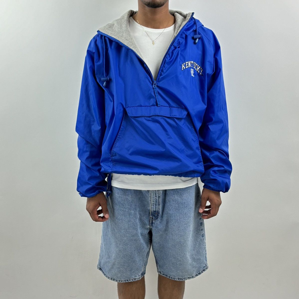 Vintage vintage Y2K UNIVERSITY OF KENTUCKY UK Nylon 1/2 Zip jacket Size US L / EU 52-54 / 3 - 5 Thumbnail