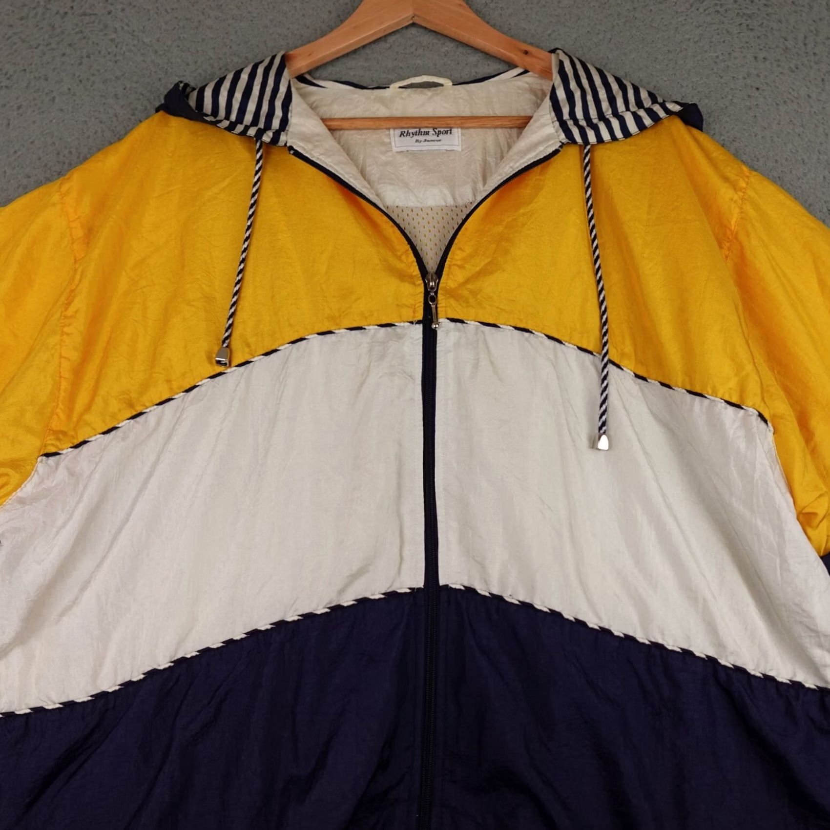 Vintage VINTAGE Janeve Windbreaker Jacket Womens XL Blue Yellow Striped Zip Michigan Size XL / US 12-14 / IT 48-50 - 4 Thumbnail