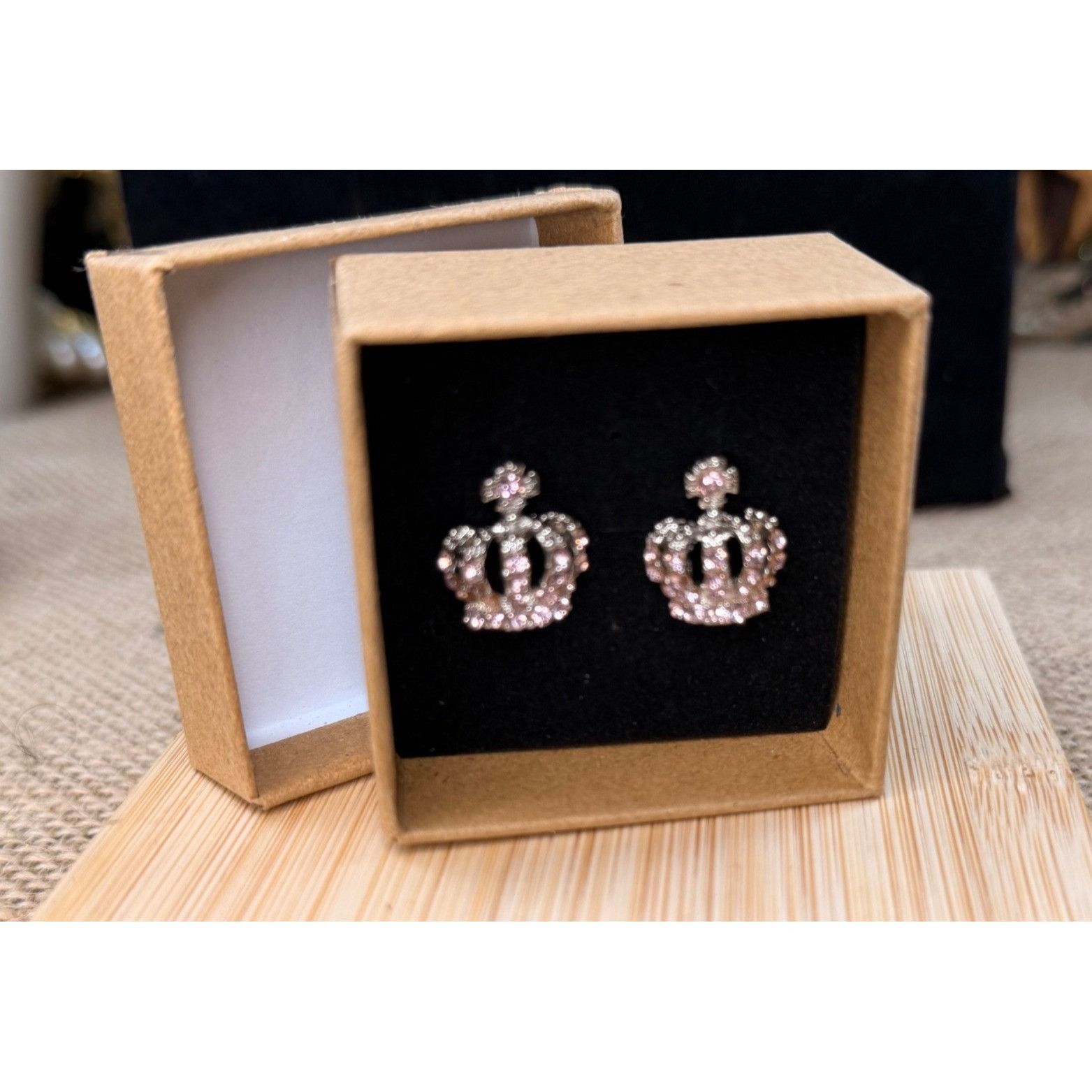 Other Crown Shaped Crystal Stud Earrings In Gift Box Size ONE SIZE - 1 Thumbnail