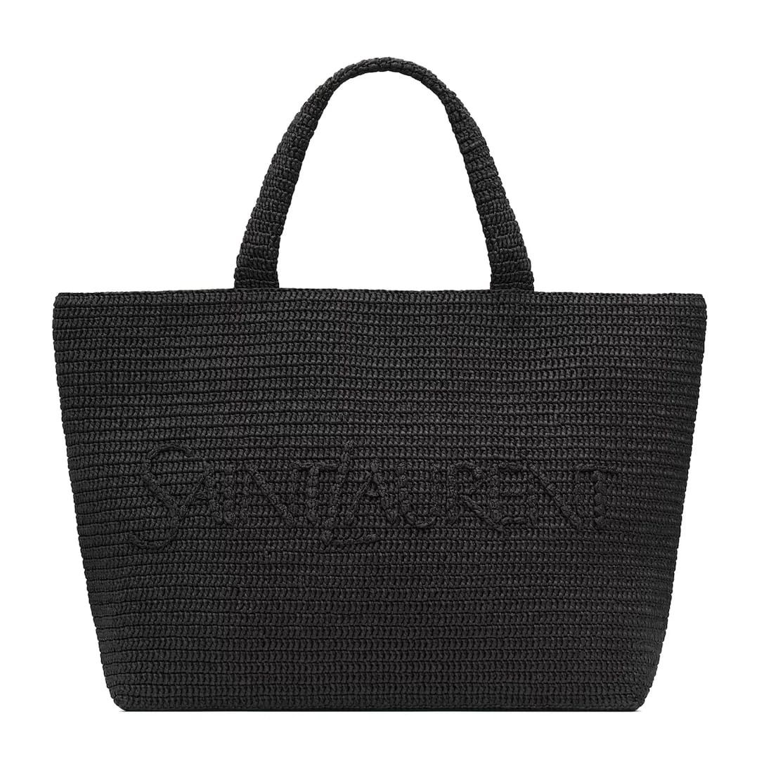 Saint Laurent Paris o1g2r1mq0526 Size: OS / Raffia Tote Bag in Black Size ONE SIZE - 1 Thumbnail