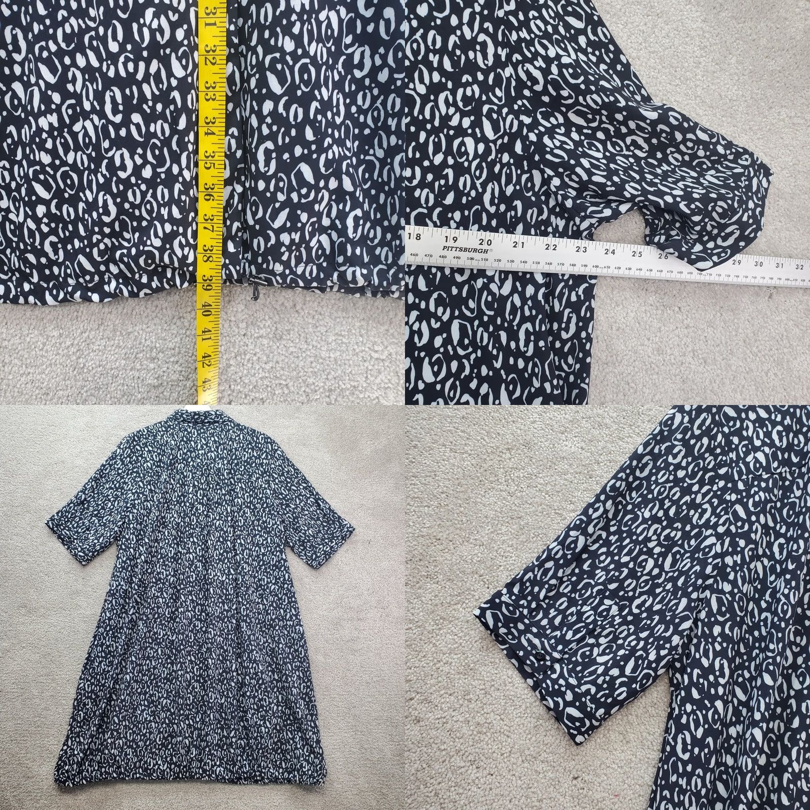 Vintage Chico's Shift Dress Women's XL Blue White Patterned Button Front Drawcord Hem Size XL / US 12-14 / IT 48-50 - 8 Thumbnail