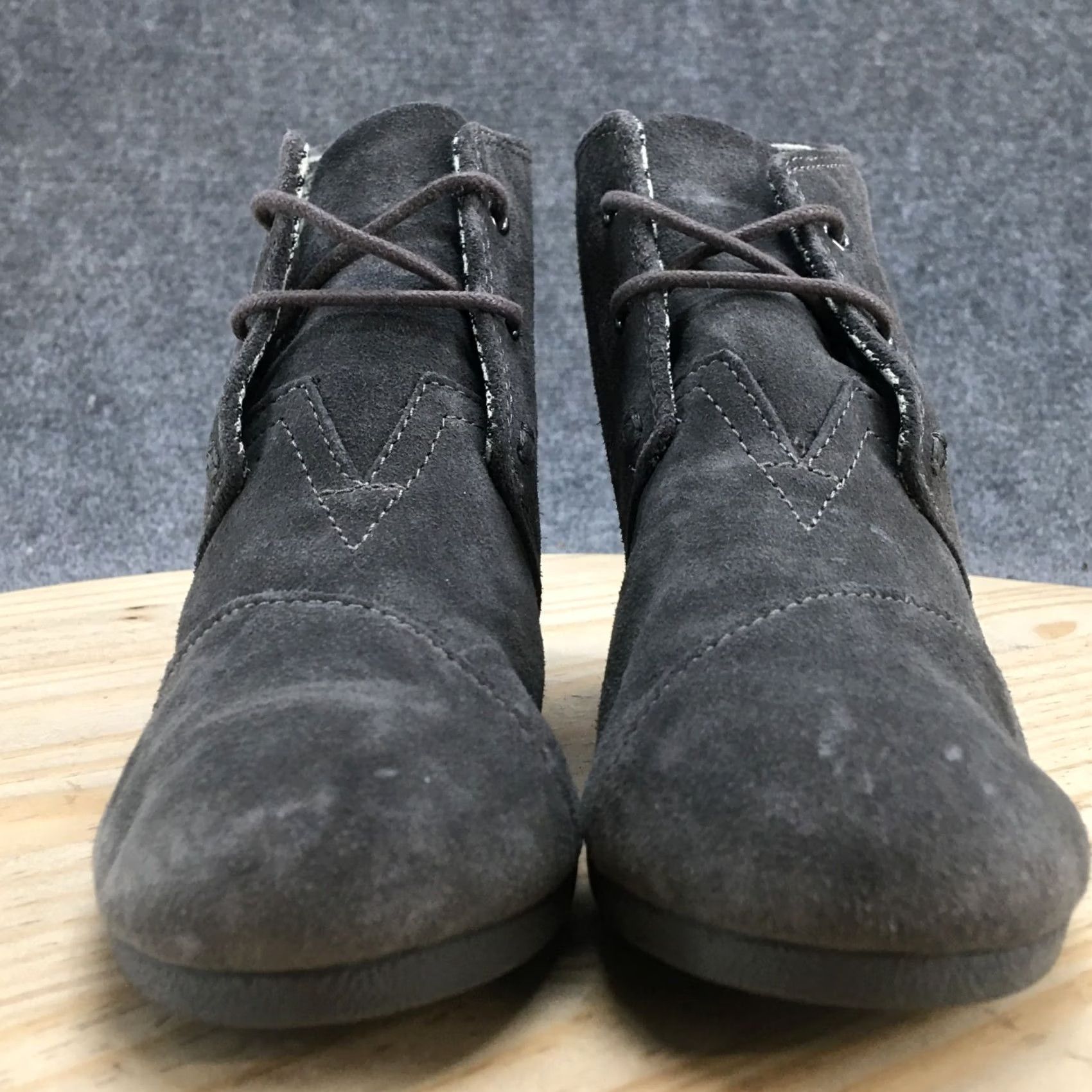 Toms TOMS Boots Womens 8 Desert Gray Lace Up Casual Comfort Round Toe Wedge Heels - Desert Boots, Women, 8, Gray, TOMS Size US 8 / IT 38 - 7 Thumbnail