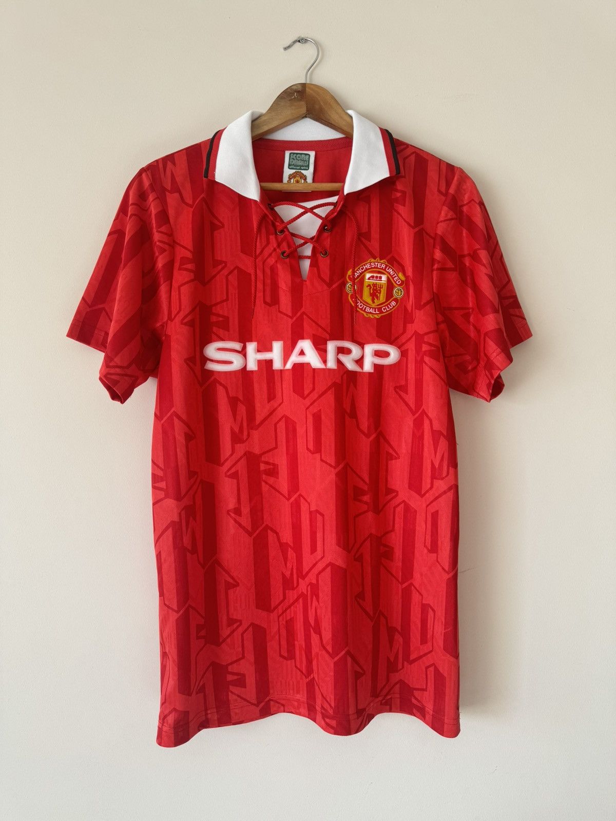 Vintage Vintage Manchester United 1992-1994 Score Draw Soccer Jersey Size US M / EU 48-50 / 2 - 1 Thumbnail